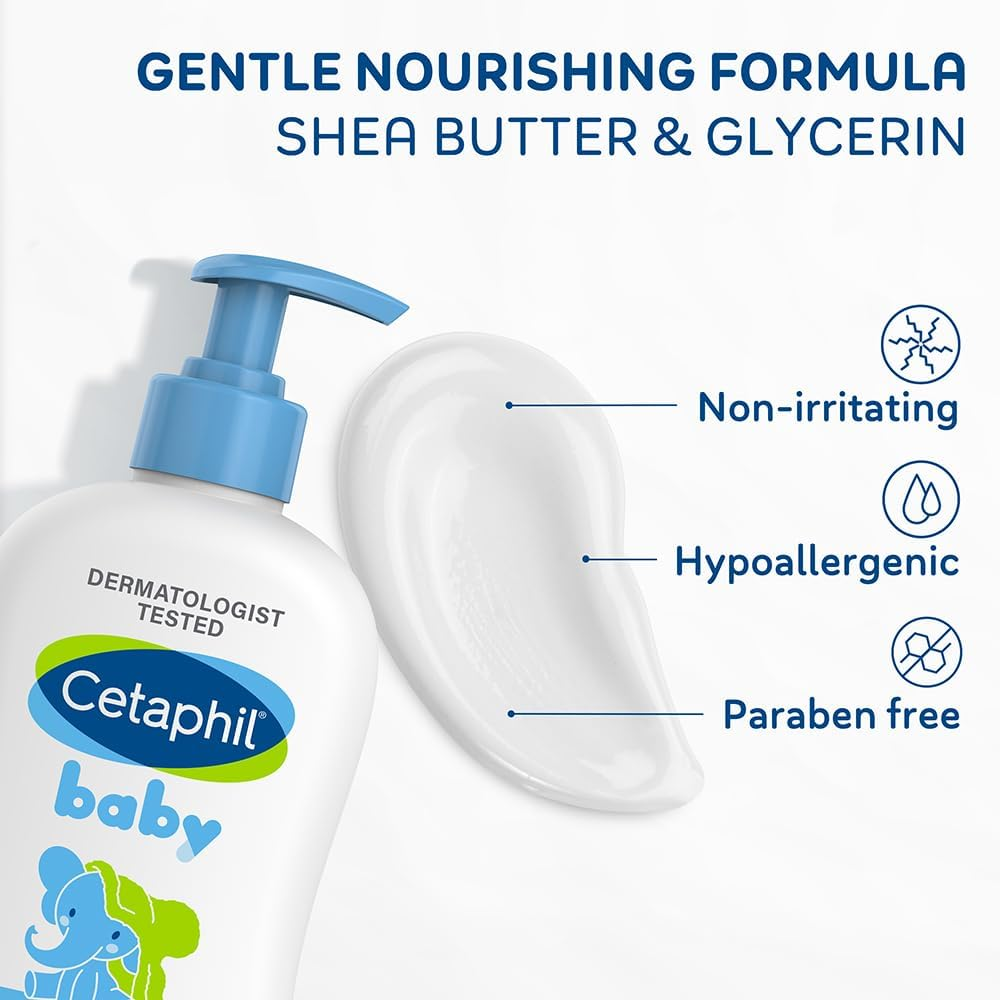 CETAPHIL Baby Daily Body Lotion 400Ml, with Shea Butter & Glycerin, Hypoallergenic, Designed for Baby'S Sensitive Skin, Dermatologist Tested image number 2