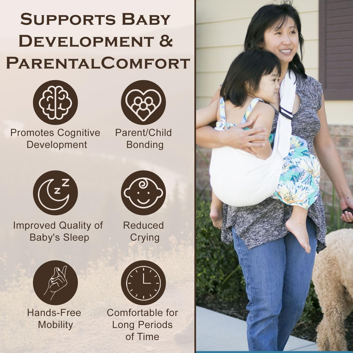 Baby Wrap Carrier | All-In-1 Original Breathable Baby Sling | Baby Carrier Newborn to Toddler | Baby Wrap Sling | Lightweight Baby Carrier Sling image number 1