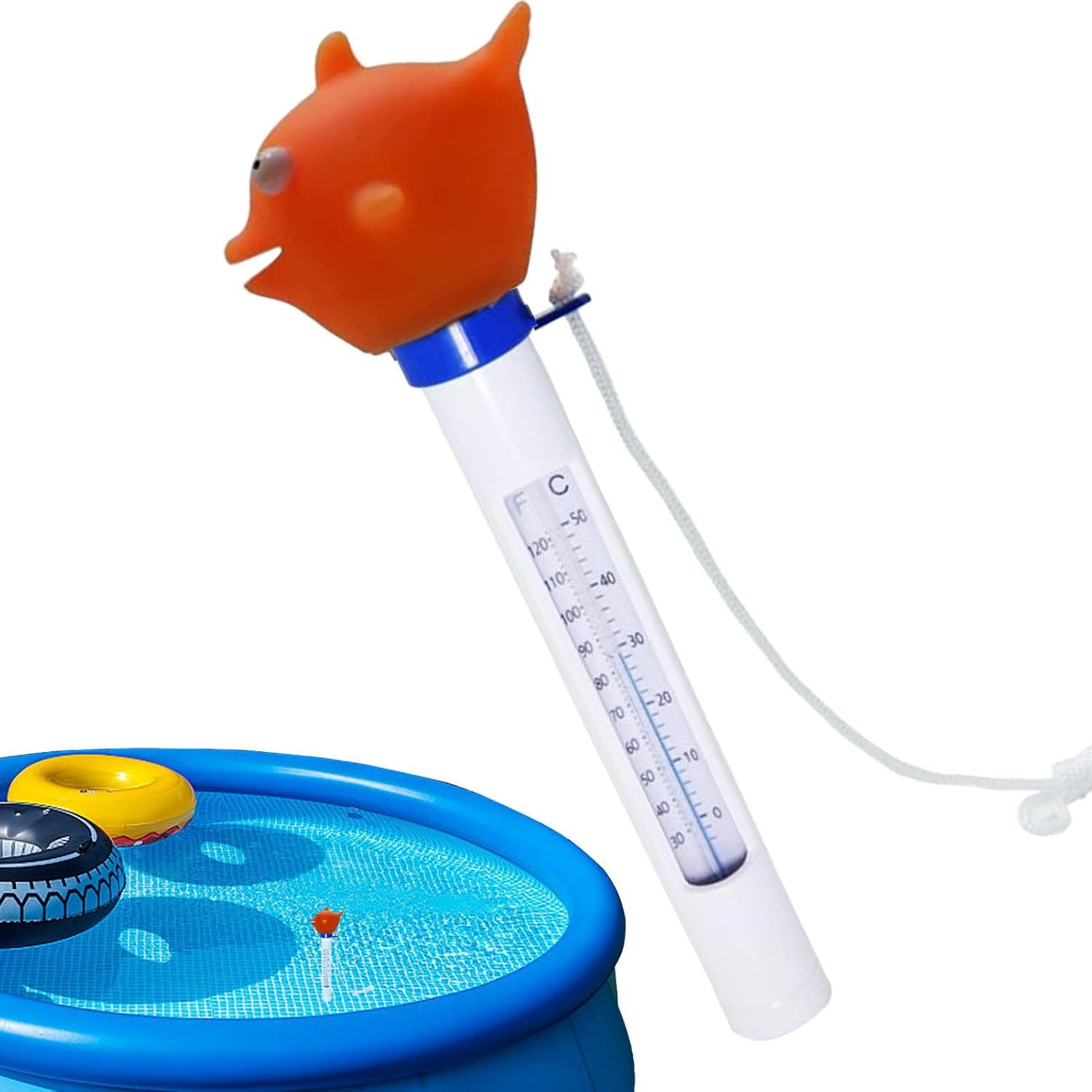 Floating Water Gauge | Baby Floating Hot Water Temperature Meter,Easy Read Portable Monitor with String Waterproof Bathtub Accessories for Swimming Ponds Aquarium