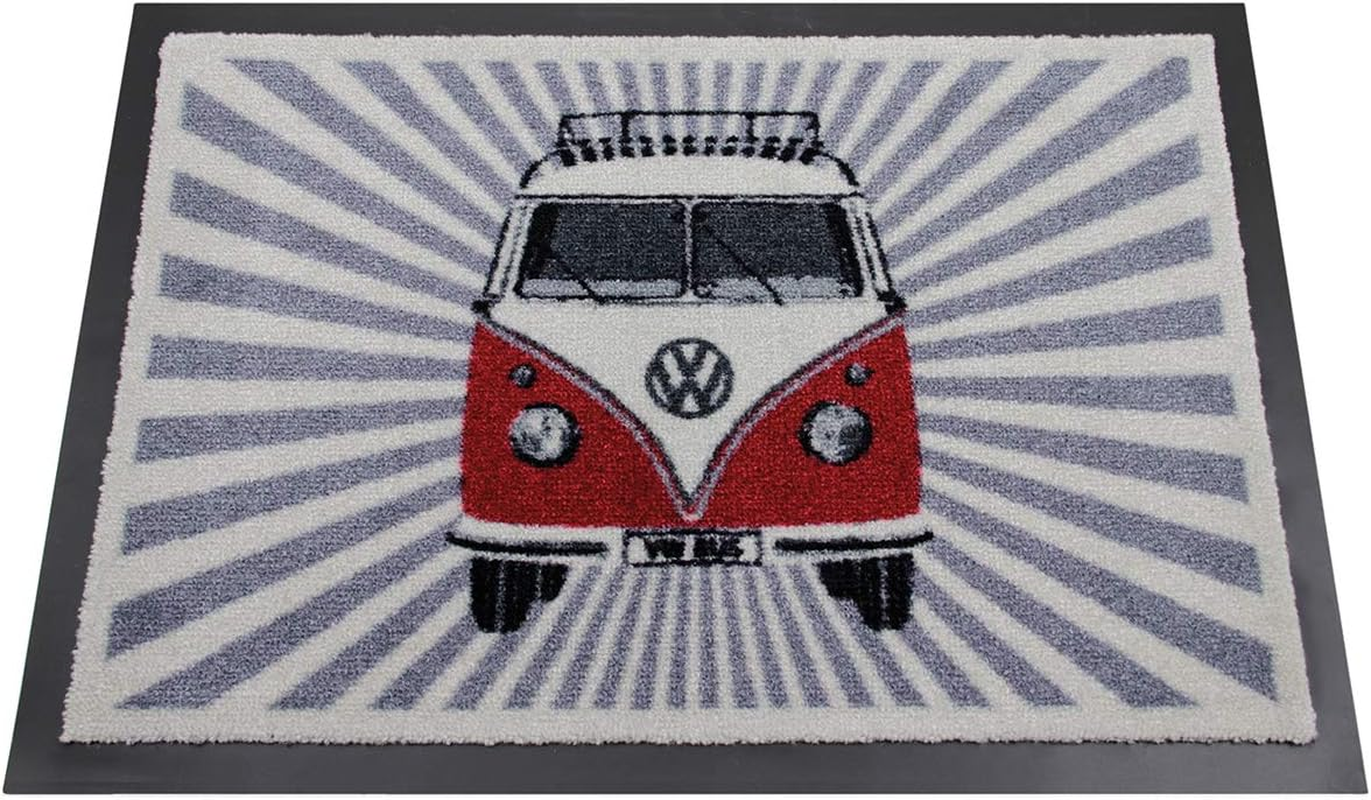 BRISA VW Collection - Volkswagen Bus T1 Camper Van Kombi Door Mat, Entrance Mat, Indoor Outdoor Welcome Mat (70X50Cm/Samba Stripes/Blue)