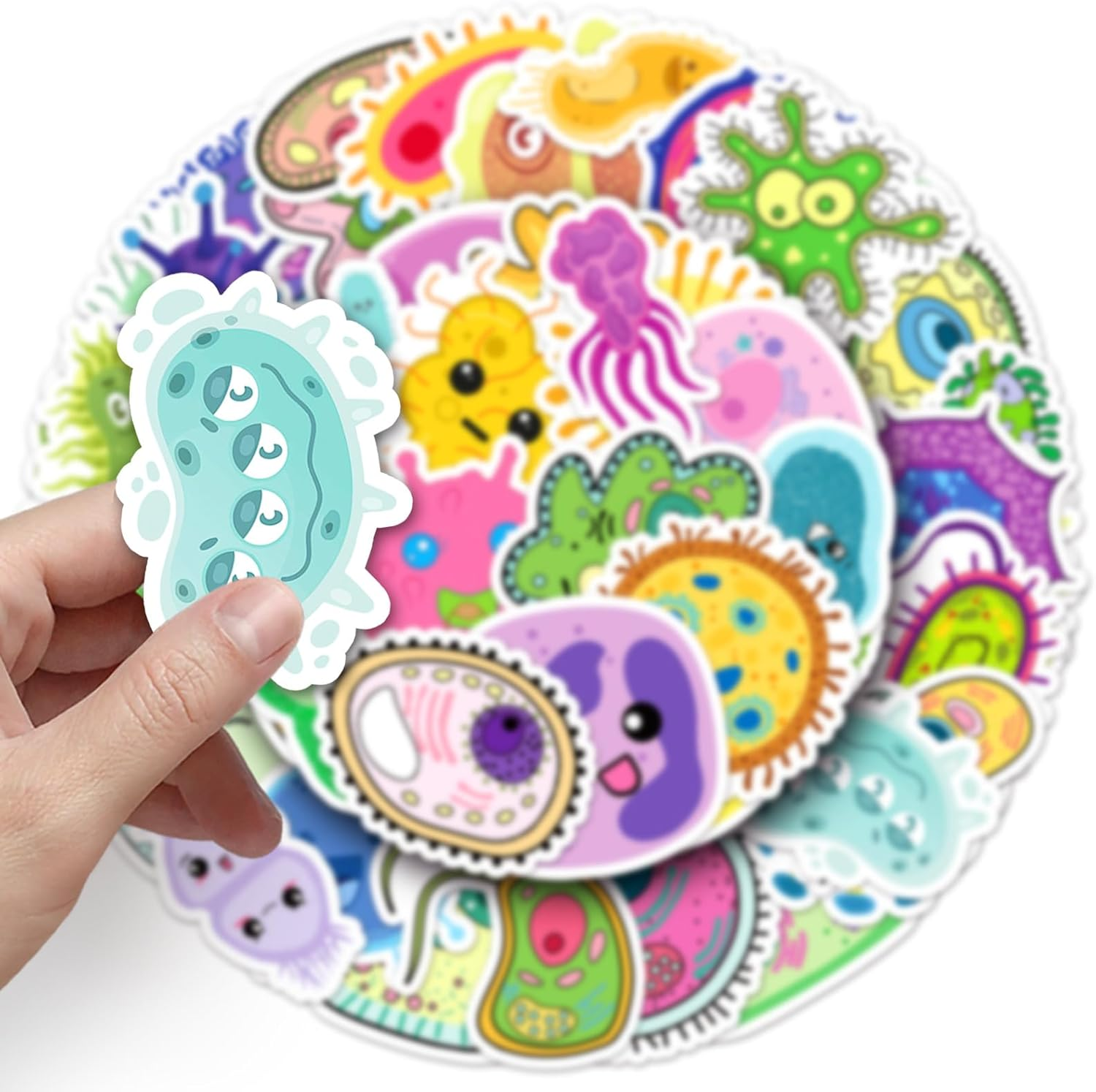 50 PCS Microorganism Decals Vinyl Waterproof Stickers for Children,Teens,Adults,Boys,Girls,Kids Stickers for Computer,Bicycle,Skateboard,Laptop,Phone,Luggage,Water Bottle - Australia Cute Stickers image number 6