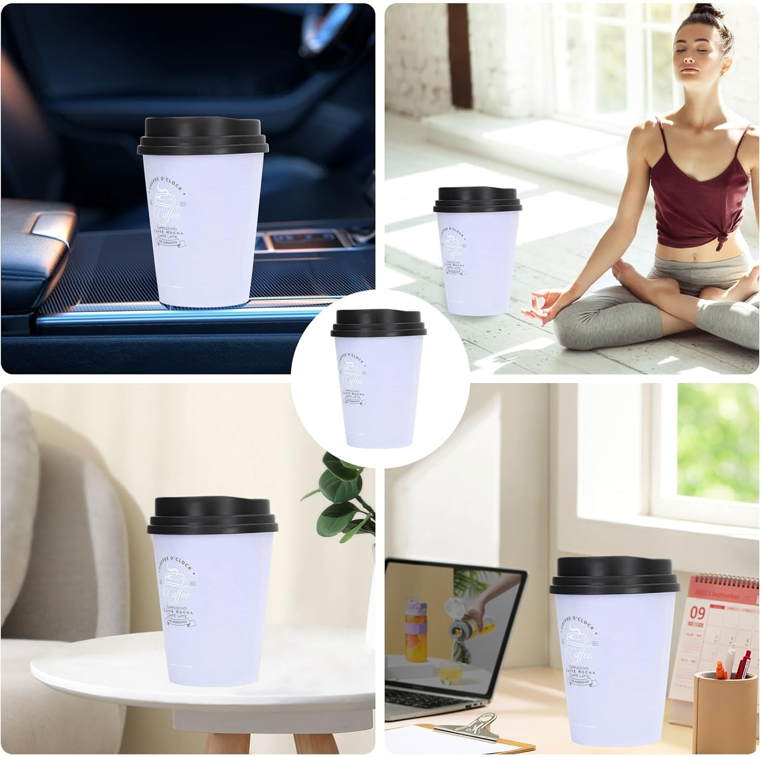 Humidifiers for Bedroom, 300Ml Cool Mist Humidifiers, USB Mini Cute Coffee Cup Humidifier, Car Humidifier, Purple Desk Humidifier, Small Humidifier, Low Noise, Auto Shut-Off for Plant, Office(Purple) image number 6