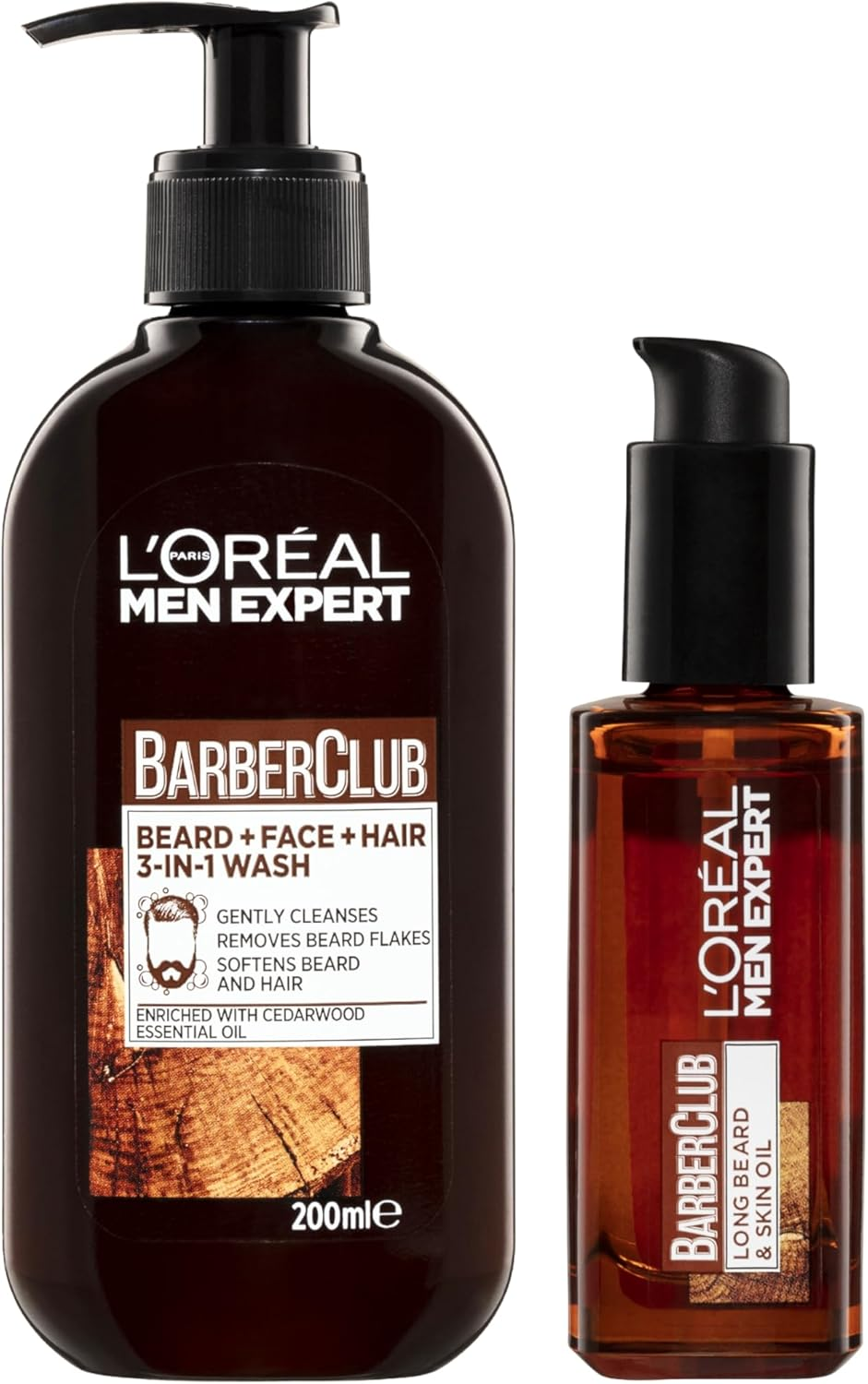 L'Or&eacute;al Paris Men Expert, Barber Club Duo Set, Barber Club 3-In-1 Beard Face Hair Wash 200Ml + Beard Oil 30Ml
