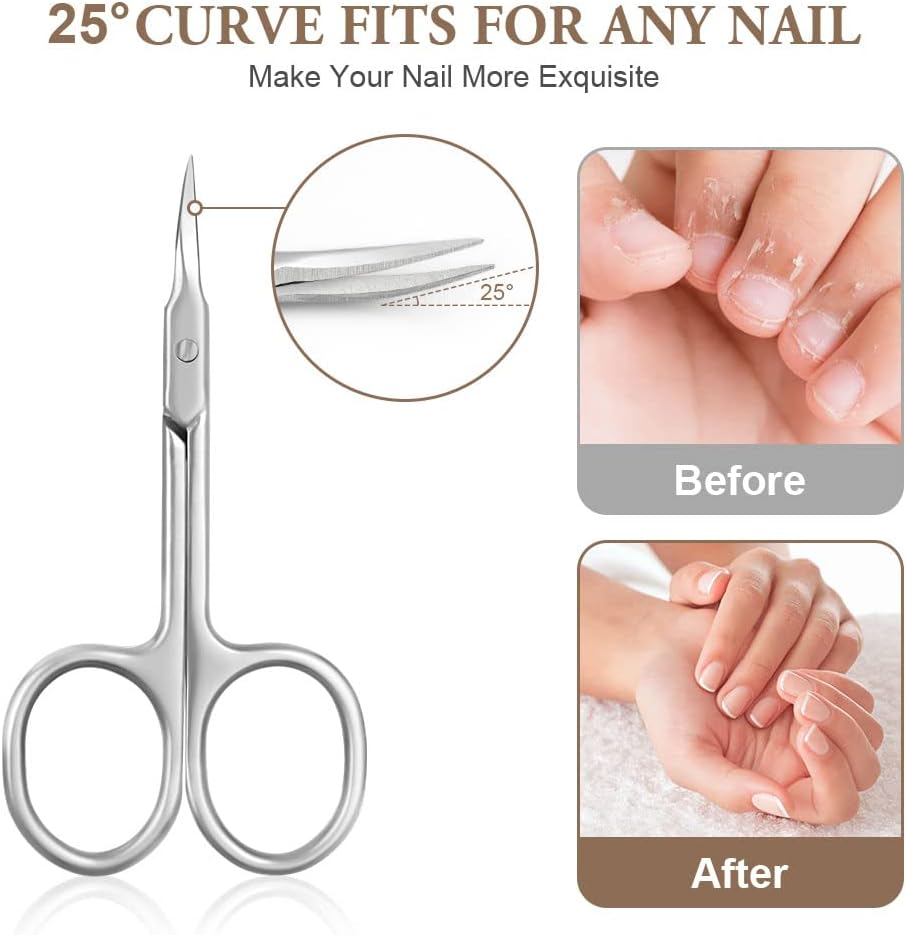 LOPHE Nail Scissors, Professional Stainless Steel Cuticle Scissors, Sharp Dead Skin Scissors, Multipurpose Beauty Scissors for Finger & Toe Nails, Dead Skin, Nose Hair, Eyelash, Eyebrow Trimming image number 3
