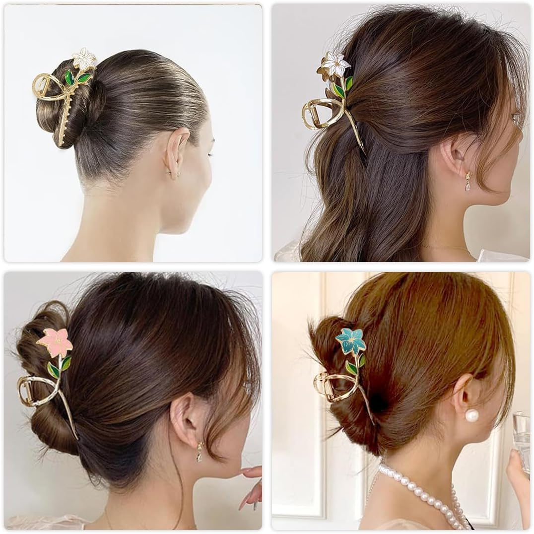 Bangbobi Set of 3 Flower Hair Clips for Women - Large Hair Clip for Thin and Thick Hair - Vibrant Hair Clip Flower Suitable for Any Occasion image number 5