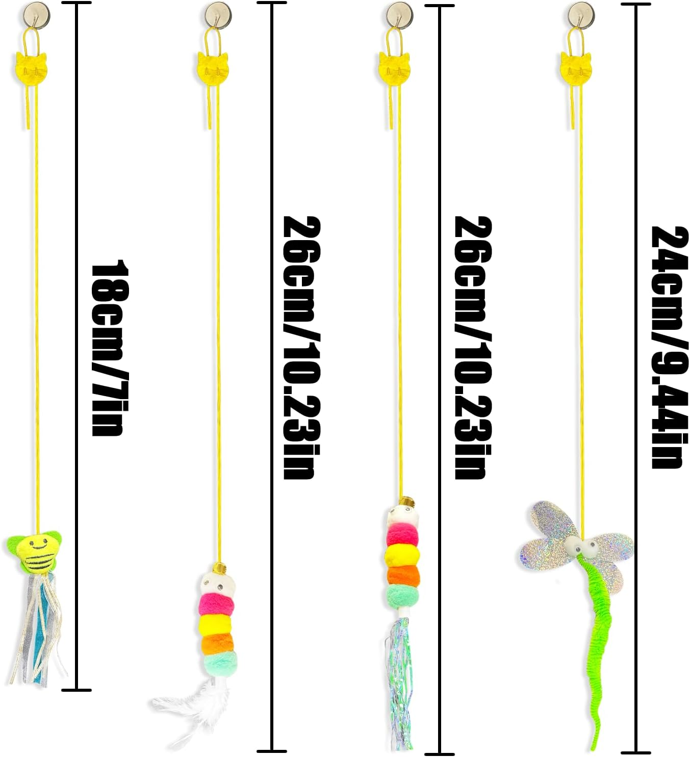 TEAONE Retractable Cat Toys, 4 PCS Hanging Cat Toy for Kittens and Puppies (4 Styles) image number 3