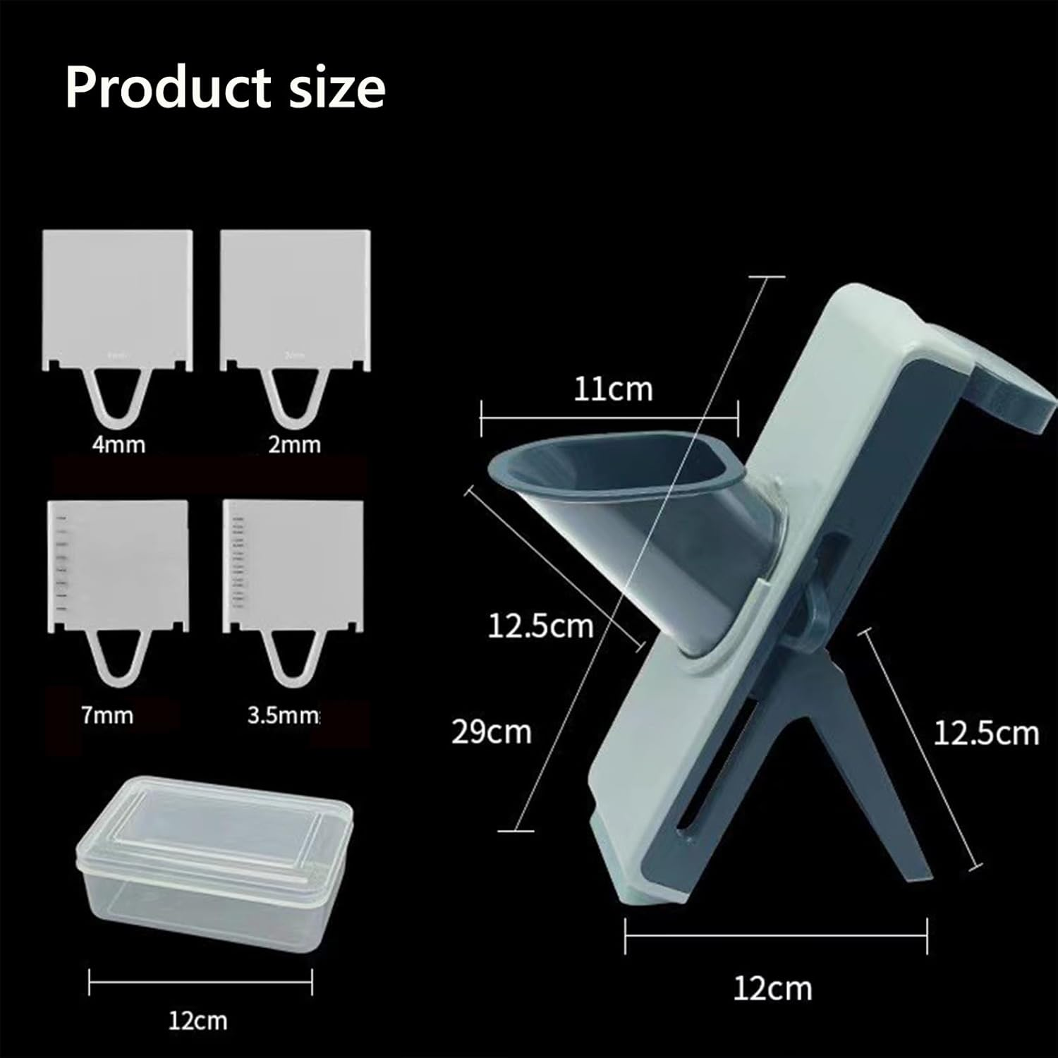 Safe Mandoline Food Slicer for Kitchen, High Efficiency Potato Slicer with 4 Kind Blade & Box, Adjustable Vegetable Food Slicer Chopper, Julienne Slicer, French Fry Cutter for Chef Meal Prep (Blue) image number 1