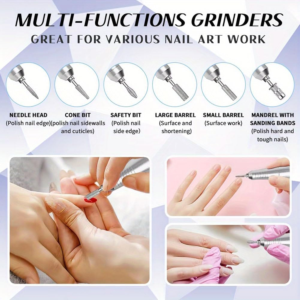 2-In-1 Cordless Nail Drill with Nail Lamp, Professional Rechargeable 45000 RPM Electric Nail File for Acrylic, Gel Nails, Manicure, Pedicure, Salon & Home Use image number 6