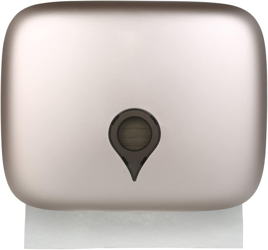 Hand Towel Dispenser, No Drilling Wall Mounted C-Fold Hand Towel Dispenser Hanging Toilet Paper Tissue Dispenser Holder for Hotel Food Service Facilities-Champagne Gold Champagne Gold