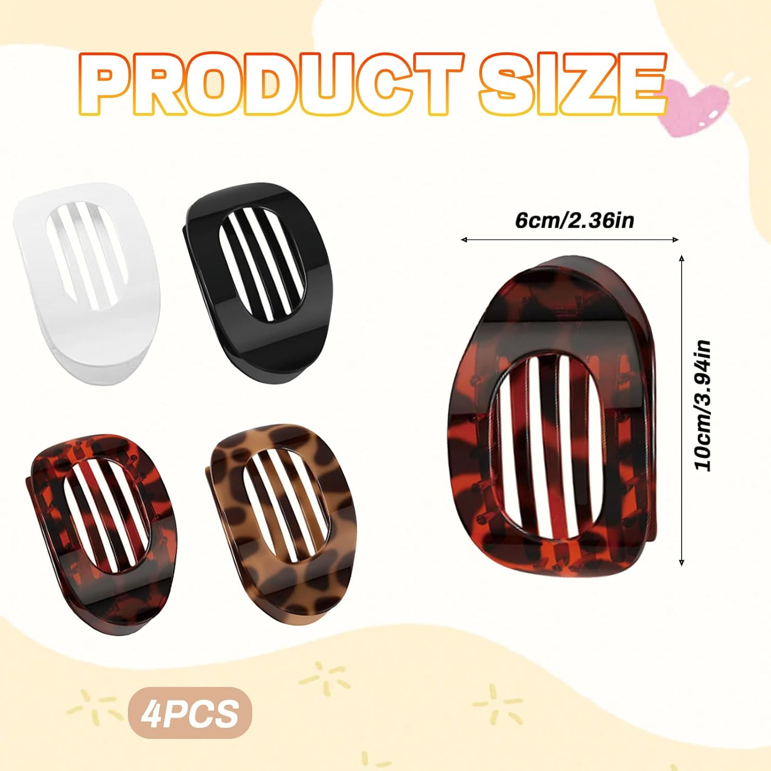 LUMOOM Pack of 4 Flat Hair Clips for Women, Strong Hold Claw Clips, Perfect as Side Hair Clip for Thick Hair, Yoga and Travel (B) image number 5