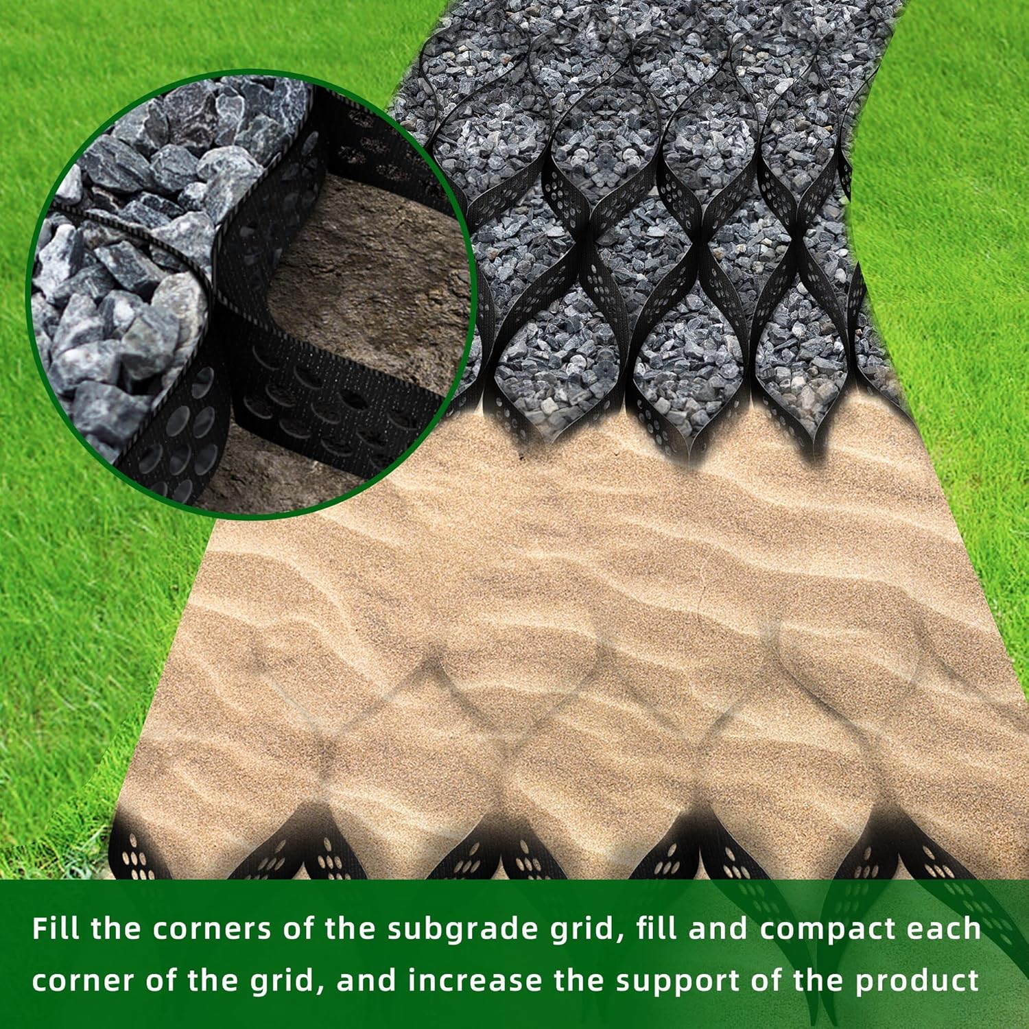 Sfcddtlg 9.8X16.4 FT 160 Sq Ft Gravel Ground Grid-2Inch Thick Expansion Foldable Geo Grid Driveway Stabilization Grids-Geocell Ground Grid for Landscaping Parking Lots Garden image number 3