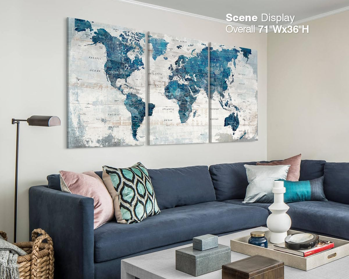 Wall Decor Living Room Home Office Wall Art Framed Blue Home Decor Large Picture House Decorations Dining Room Painting image number 5