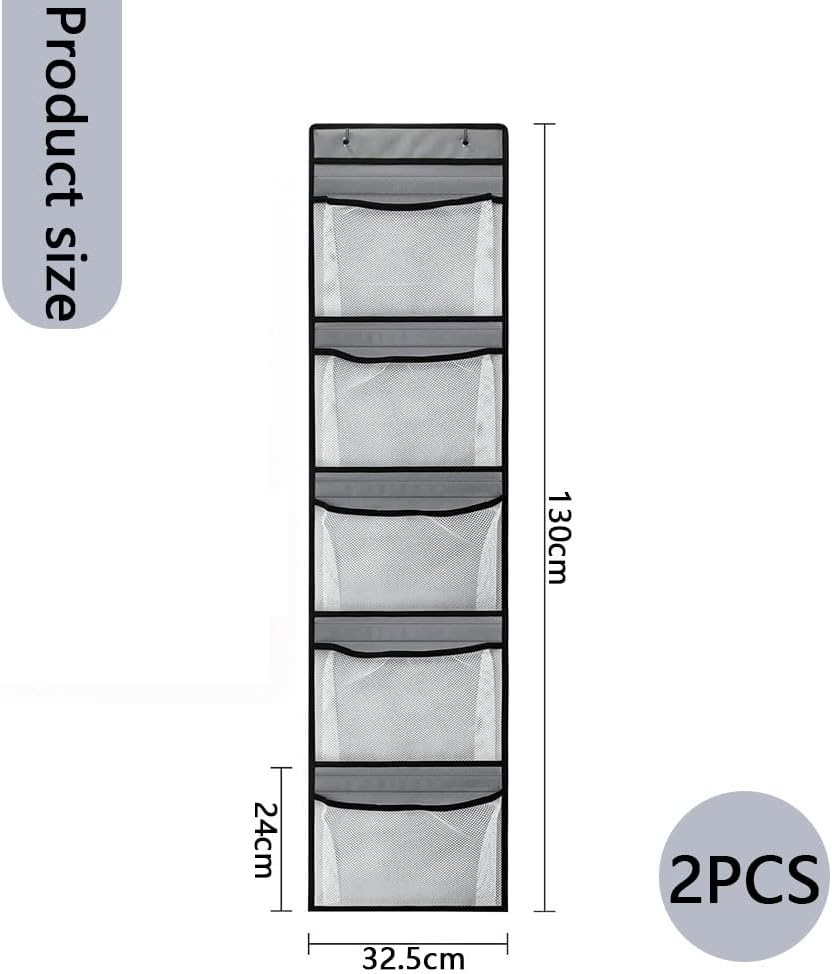 2PCS over the Door Hanging Organizer with Reinforced Shelves, 5 Large Pockets Closet Storage for Bedroom Bathroom, Space-Saving Hanging Shelf with Sturdy Structure for Clothes, Toys, Accessories image number 4