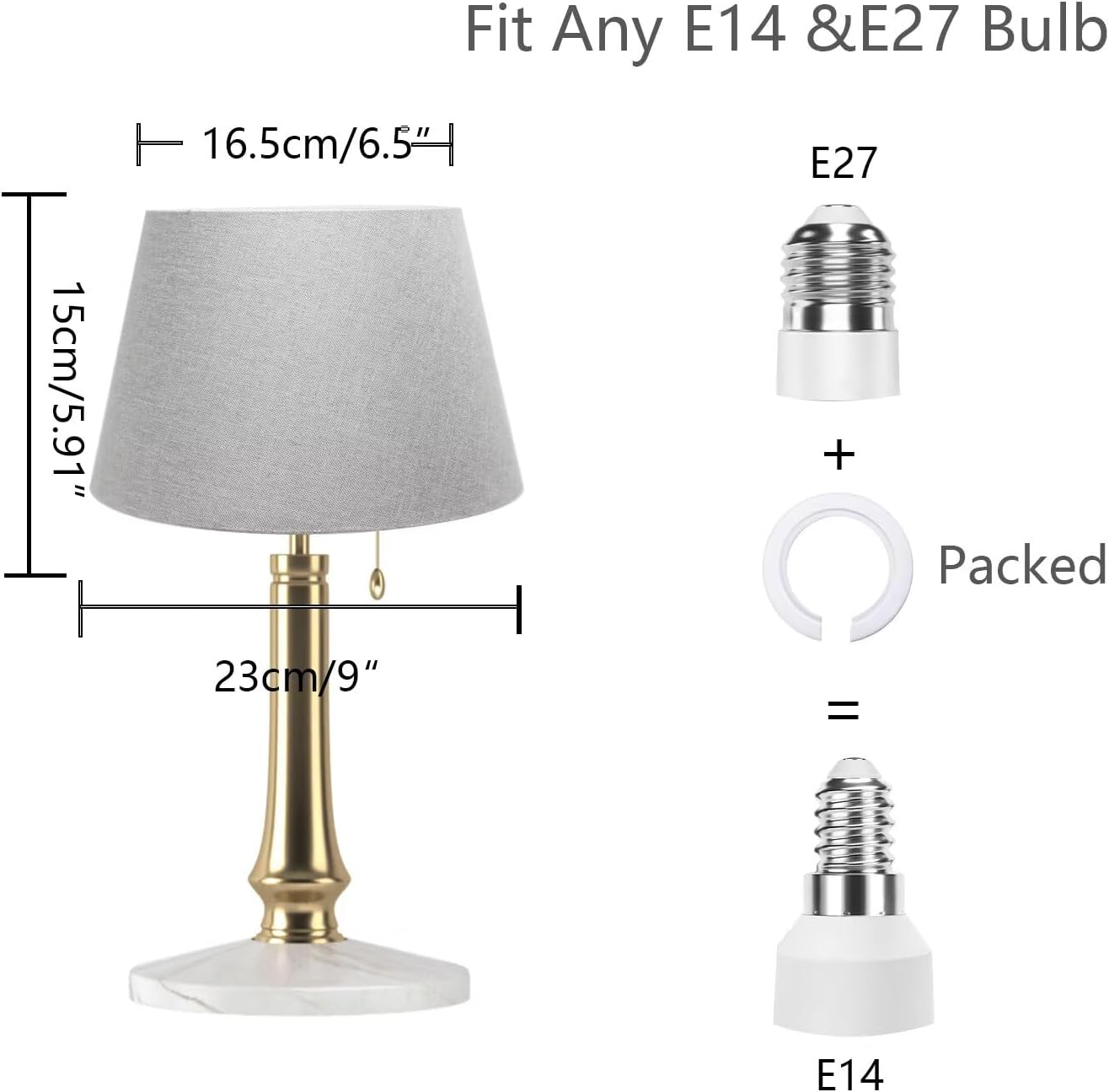 Sinta 2 Pcs 9" Lamp Shade Modern Tapered Replacement Grey Fabric Simple Style Light Shade with Silver Lining for E27/E14 Table Lamp/Wall Lamp image number 6