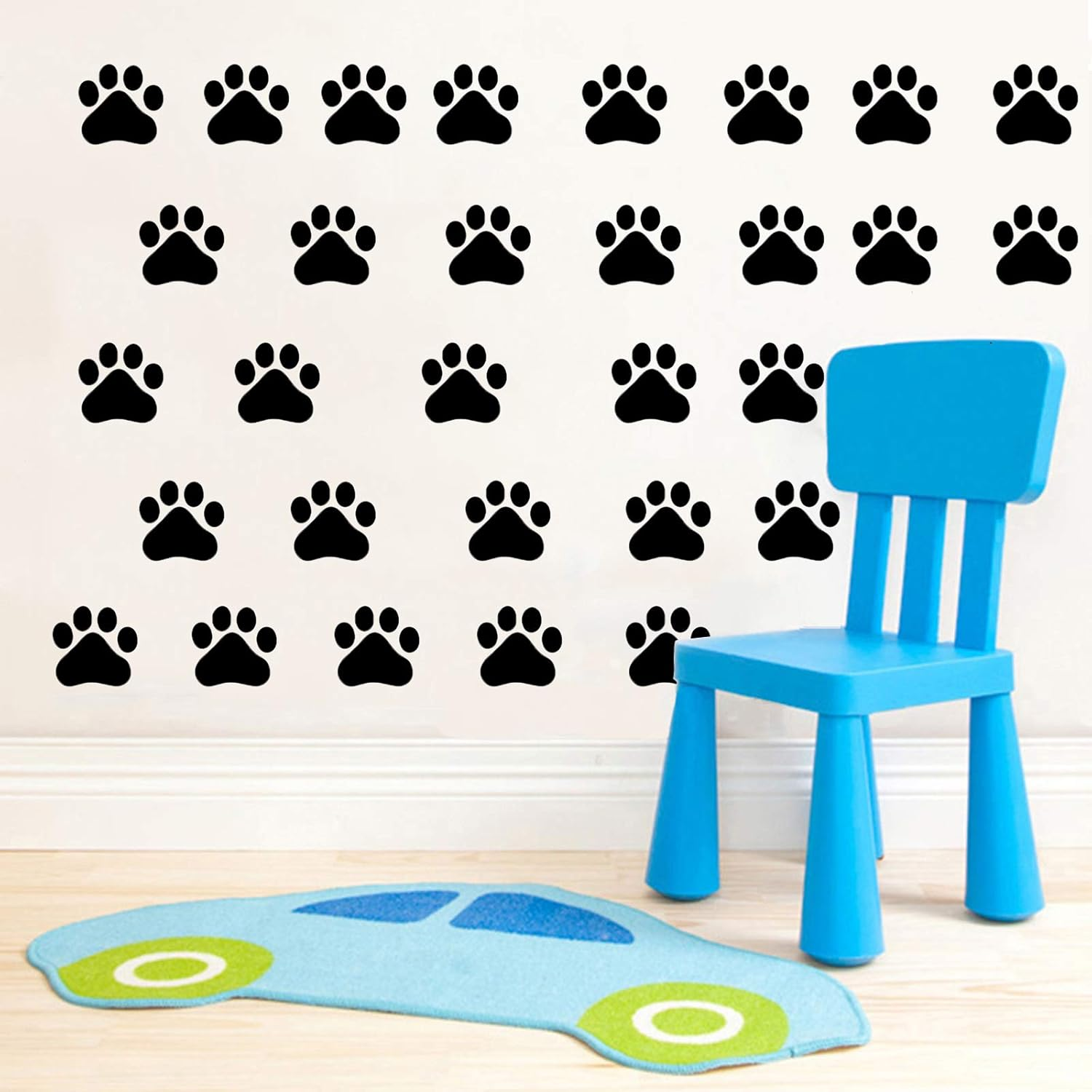 24Pcs Large Dog Footprints Wall Decal Vinyl Stickers, Removable Lovely Animal Paw Print Art DIY Sticker Mural for Bedroom Playroom Living Room Office Home Window Door Decoration image number 4