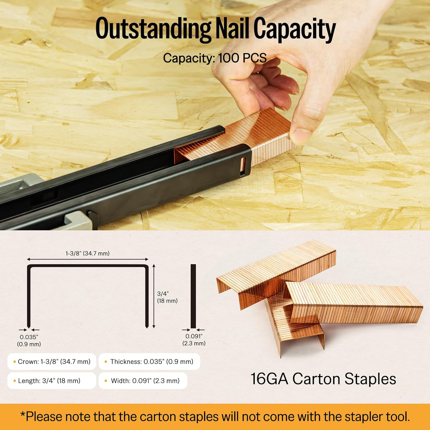 Meite HB3518 Manual Carton Closing Stapler for Cardboard Box Assembly, Uses 34.7Mm Crown 18Mm Length Carton Closing Staples image number 1