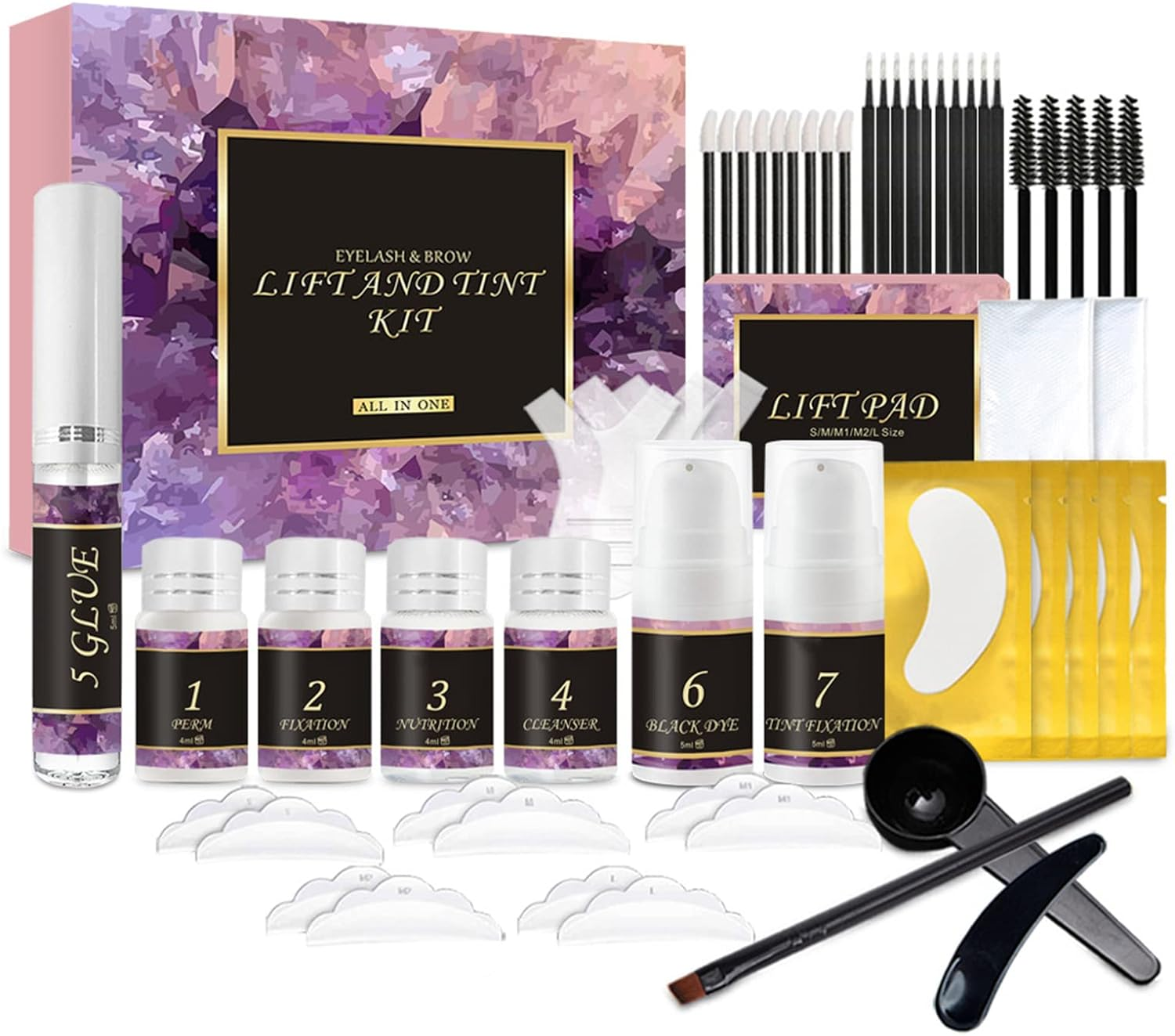 Joyeee 2 in 1 Lash Lift & Brow Lamination Kit, 3D Eyebrow Eyelash Perming Kit Eyebrow Eyelash Lifting Kit Semi-Permanent Curling Perming Wave for Home DIY Salon Use #1 image number 3