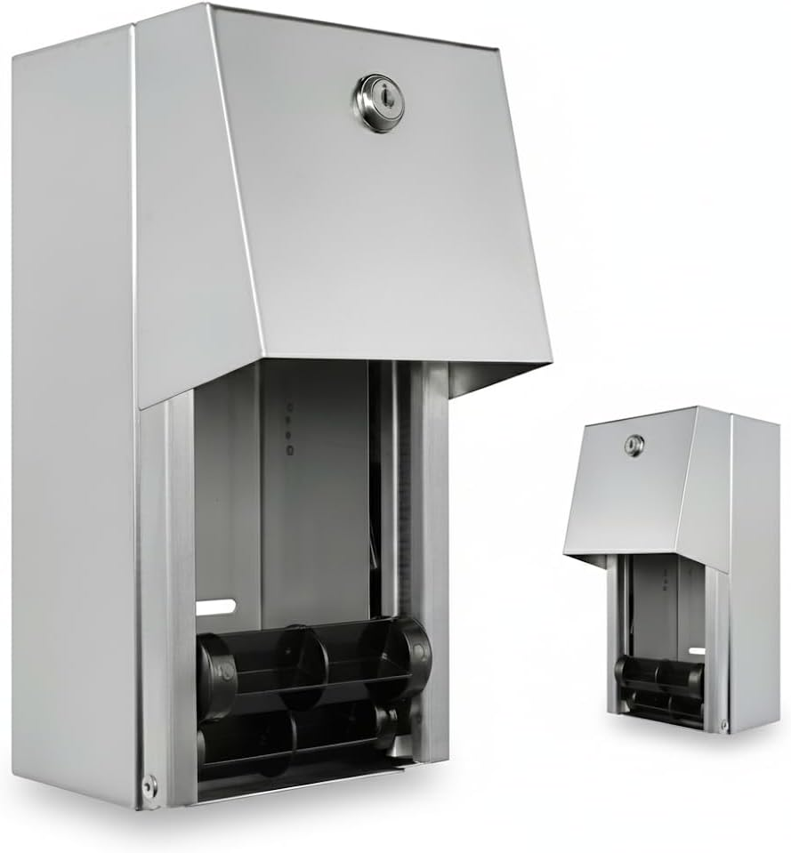Dual Rolls Toilet Paper Dispenser - Lockable Design - 304 Grade Stainless Steel image number 1