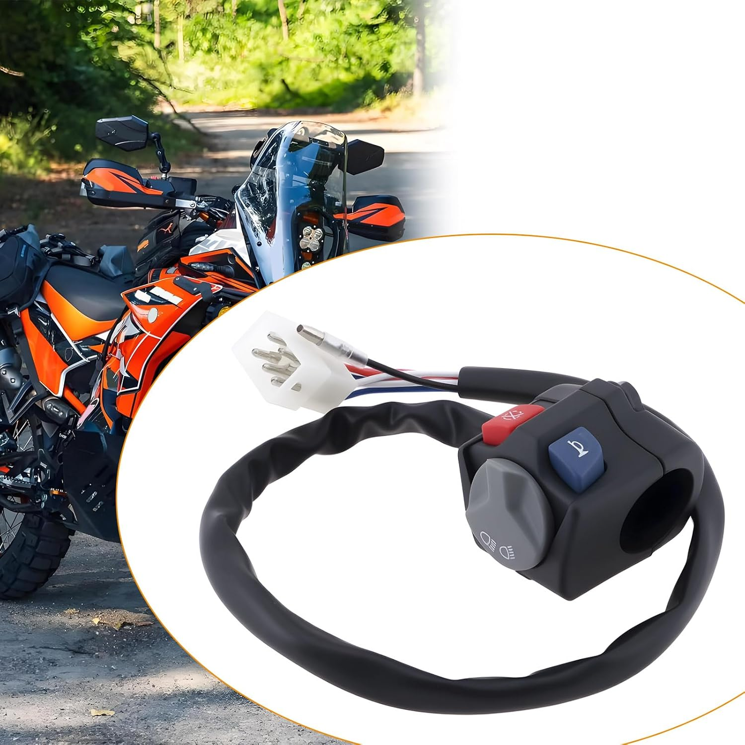 YINETTECH Headlight Switch Kill Switch Button Compatible with KTM EXC ECXF 150 250 300 TPI 2018-2023 image number 4