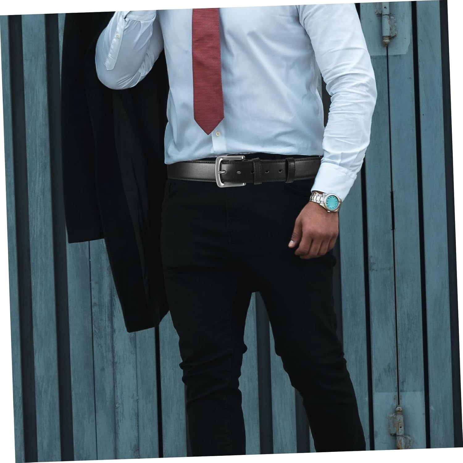 LALADEFIEE Anti-Theft Money Belt for Men PU Adjustable Waistband with Concealed Zipper Pouch for Secure Cash Storage Black image number 6