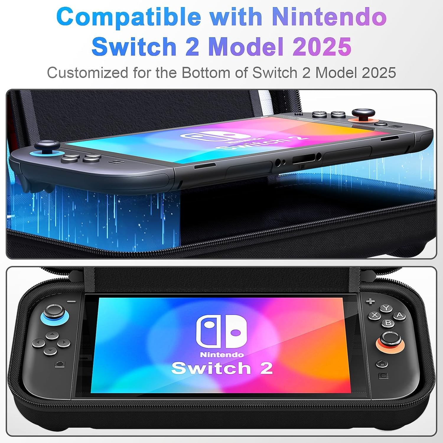 Carrying Case for Nintendo Switch 2 (2025) with 24 Game Card Slots, Hard Portable Travel Case Storage Bag Protective Pounch for 2025 Nintendo Switch 2 Console and Accessories, with Screen Protector image number 2