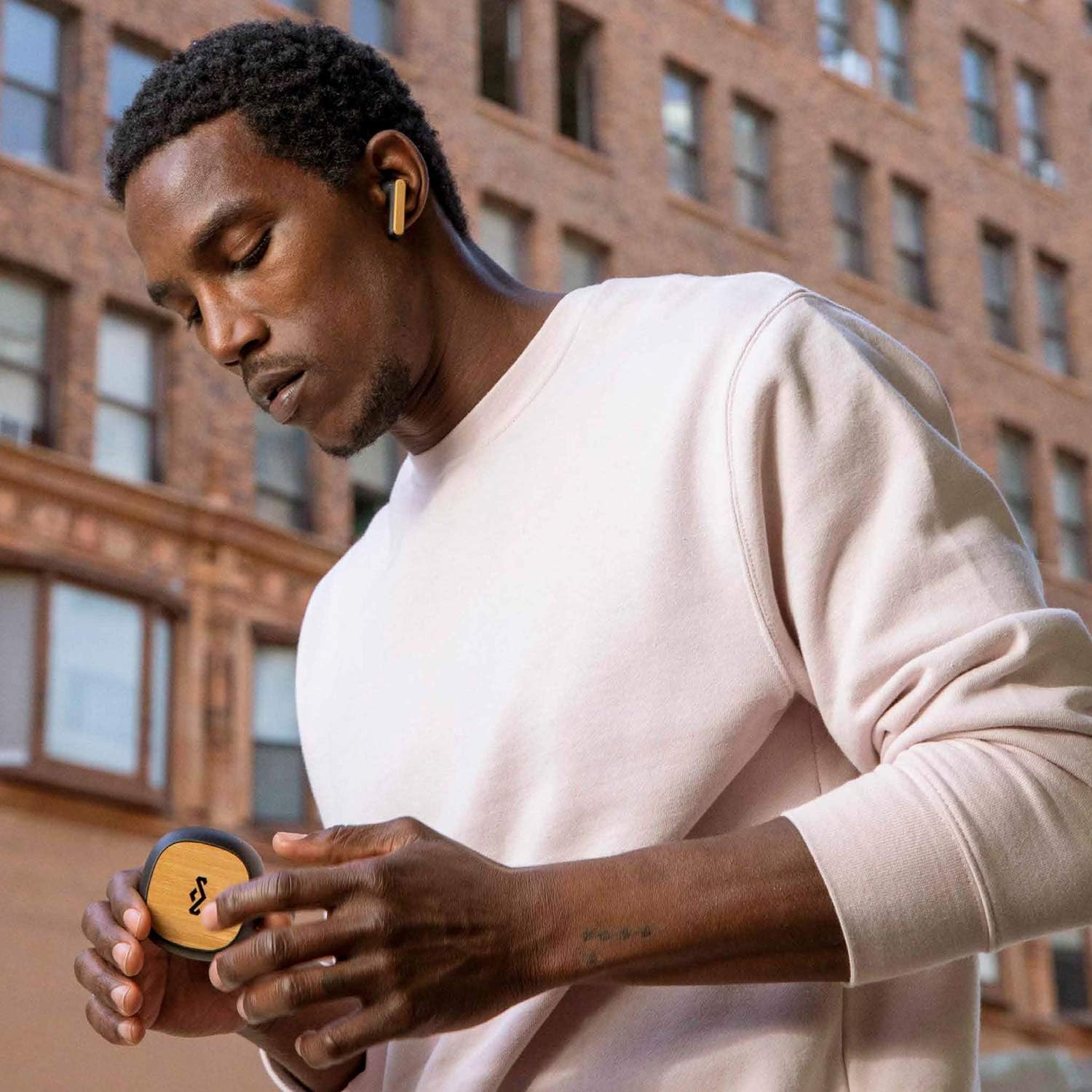 House of Marley Redemption ANC: Noise Cancelling True Wireless Earbuds with Microphone, Bluetooth Connectivity, 20 Hours Total Playtime, and Sustainable Materials, Signature Black image number 2