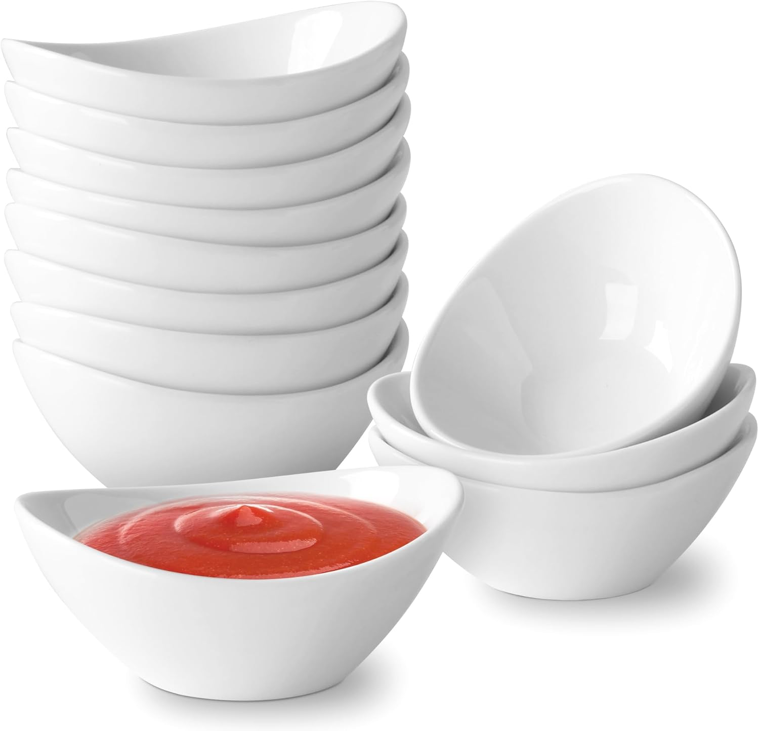 Ceramic Dip Mini Bowls, 12 PCS Soy Sauce Dish, White Dipping Sauce Bowls/Dishes, Mini Serving Bowl for Side Dish, BBQ, Ketchup, Sushi Sauce, Charcuterie Condiment - 1.7Oz