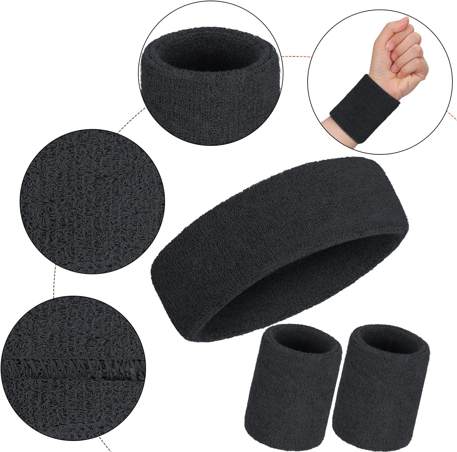 Sweatband Set,3 Pcs Sports Headband and Wristband Set Tennis Striped Sweat Band Sports Competitions Sports Games for Men Women Party Supplies image number 2