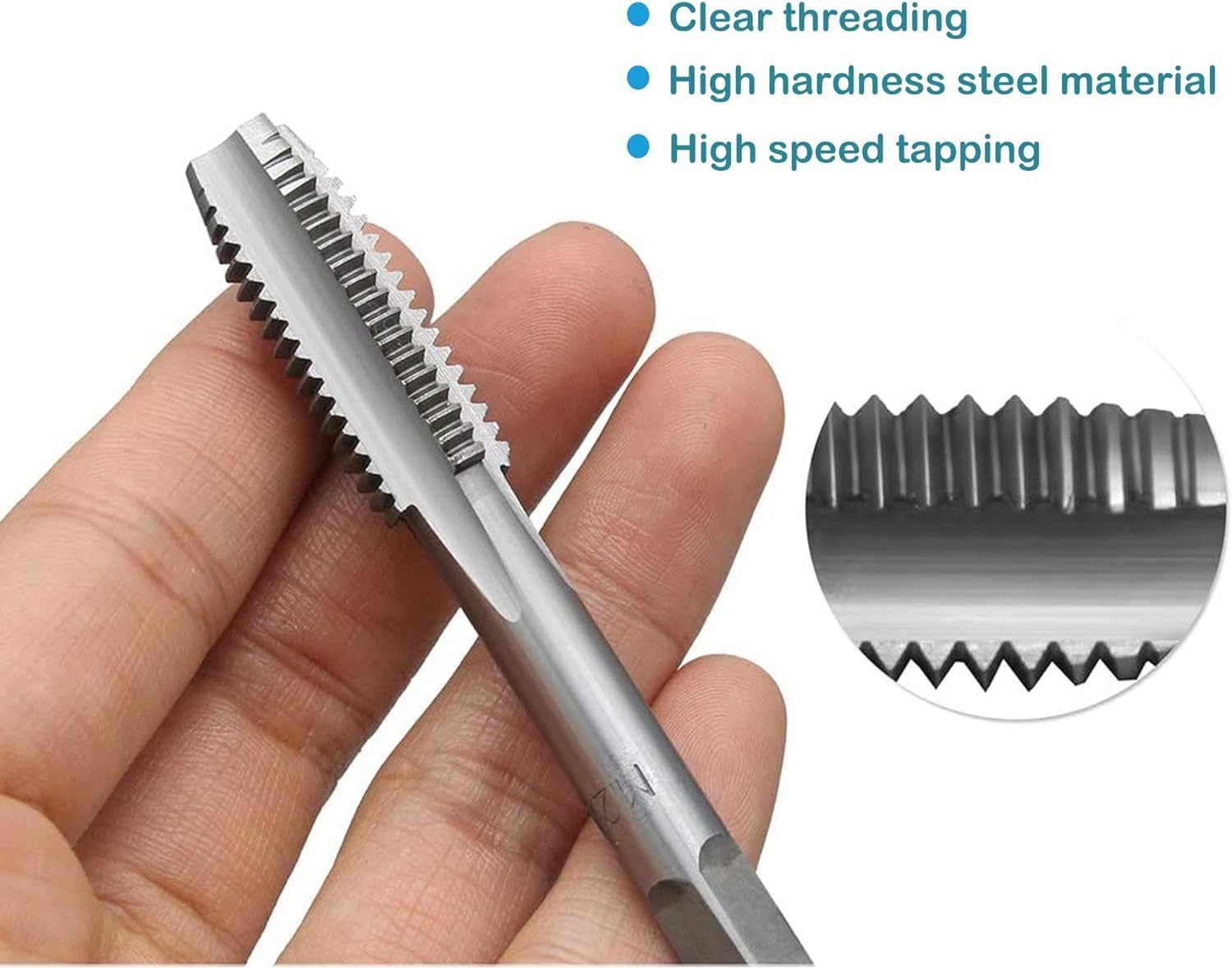 KEWAYO 8Pcs Metric Thread Tap Set, Tap Machine Hand Screw Thread Taps Set with M3-M12 Taps and Adjustable Wrench 1/16"-1/2", for Woodworking and Machinery Repair image number 3