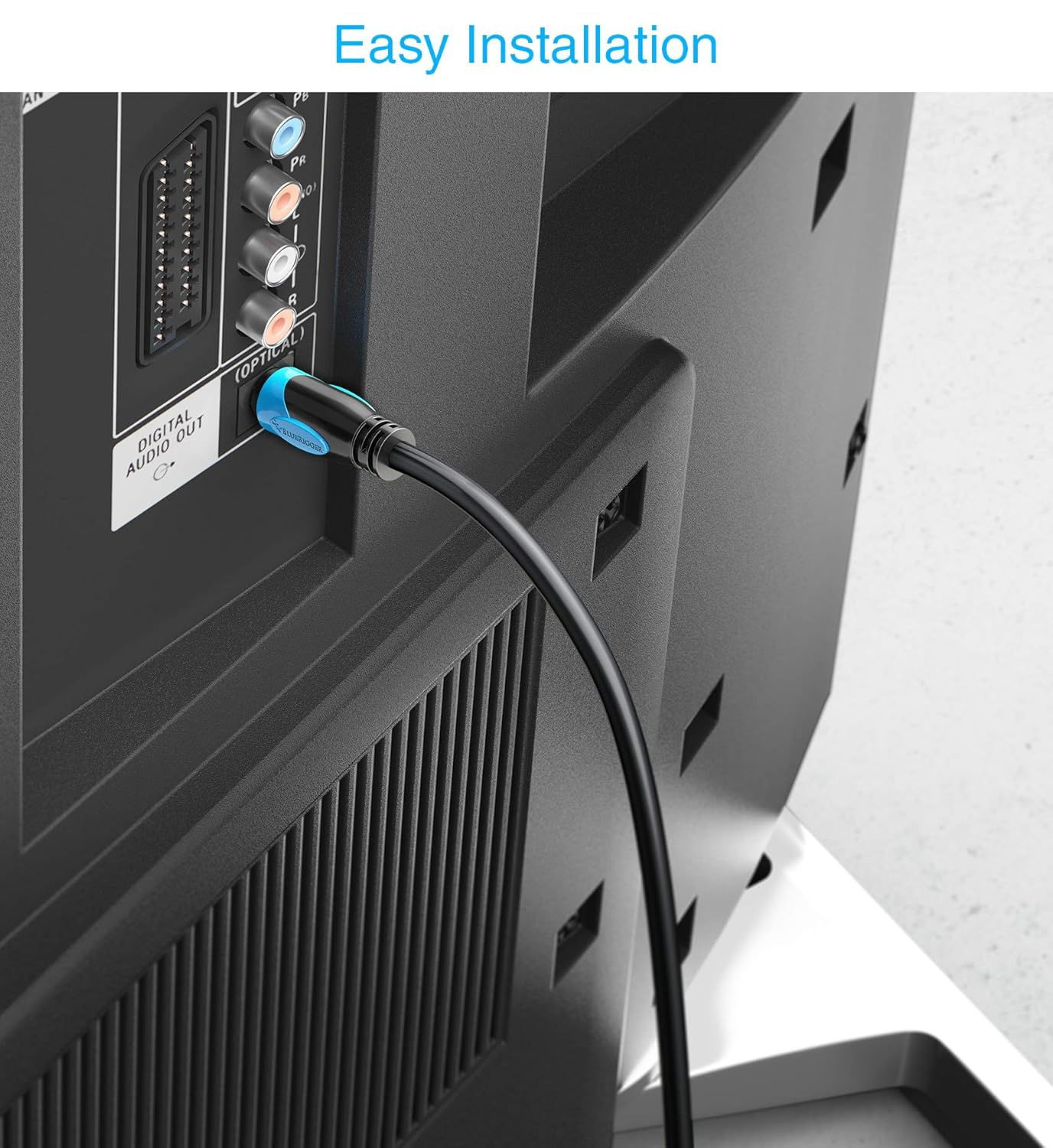 Bluerigger Digital Optical Audio Toslink Cable (15FT - 2 Pack, Fiber Optic Cord, In-Wall CL3 Rated, 24K Gold-Plated) - Compatible with Home Theatre, Sound Bar, TV, Xbox, Playstation PS5/PS4 image number 3