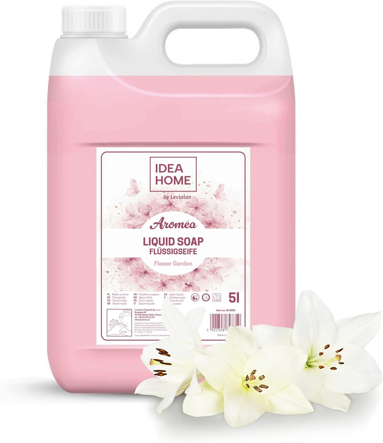 Idea Home AROM&Eacute;A Flower Garden Liquid Soap 5L Bulk Pack | Refill Canister for Soap Dispenser & Dispenser | Nourishing Hand Soap with Floral Fragrance image number 1