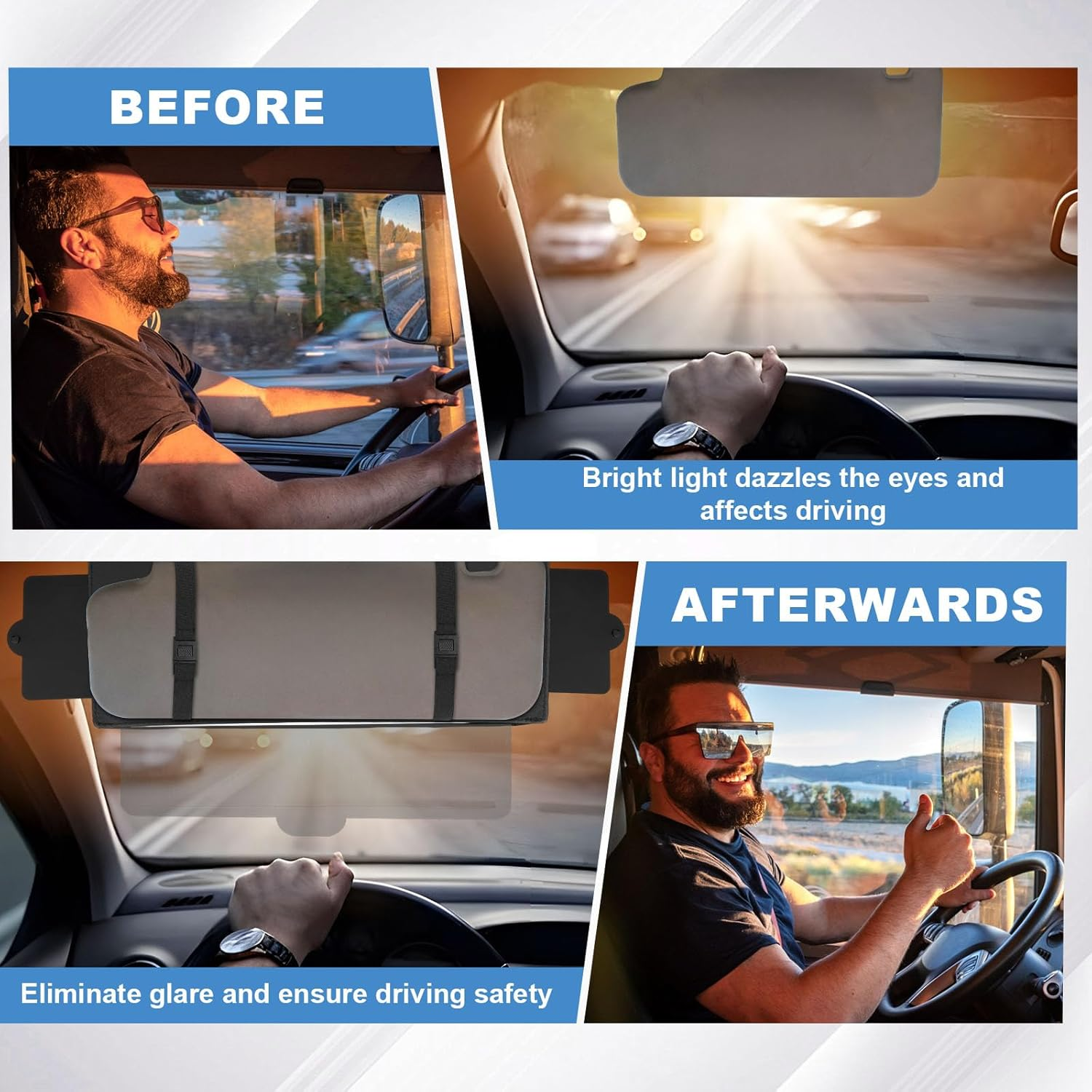 Sun Visor Extender for Car, Polarized Anti-Glare Car Visor Extender with PC Lenses Safe Driving Attachment for Sedans Suvs Vans Sports Cars image number 5