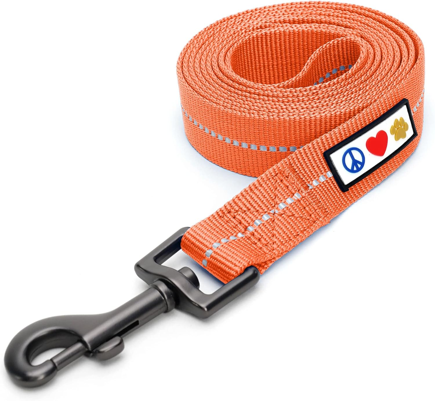 Pawtitas 6 FT Recycled Dog Leash with Reflective Stitched Thread Stitched on Side| Medium Reflective Dog Leash Made from Plastic Bottles Collected from Oceans &ndash; Coral 6 Ft Dog Leash image number 3