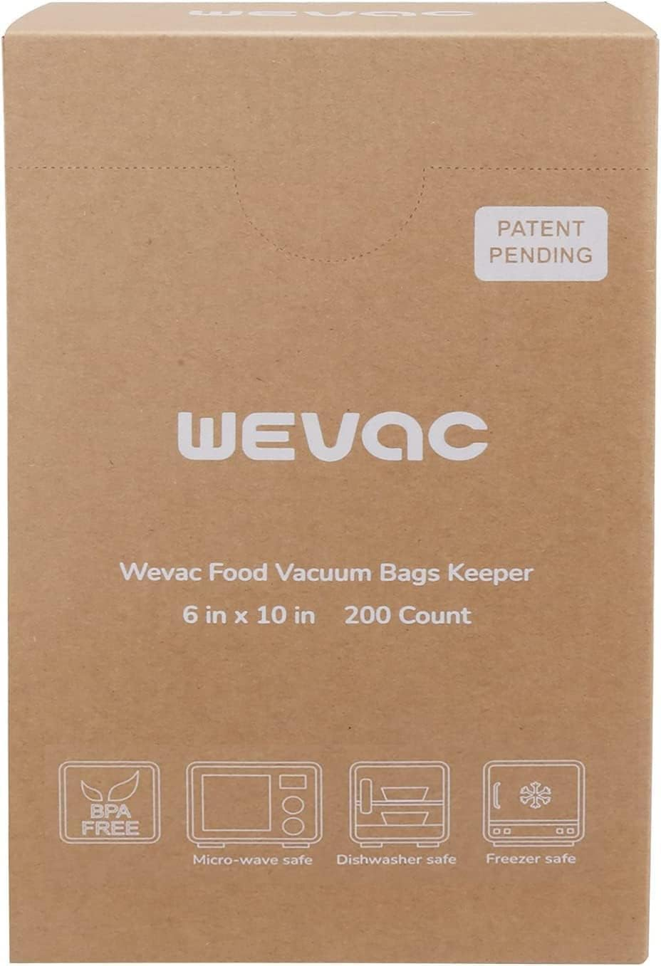 Wevac 15X25Cm 200 Count Food Vacuum Sealer Bags Keeper, Precut Pint, Ideal for Food Saver, BPA Free, Commercial Grade, Great for Storage, Meal Prep and Sous Vide (6&rdquo; X 10&rdquo;) image number 4
