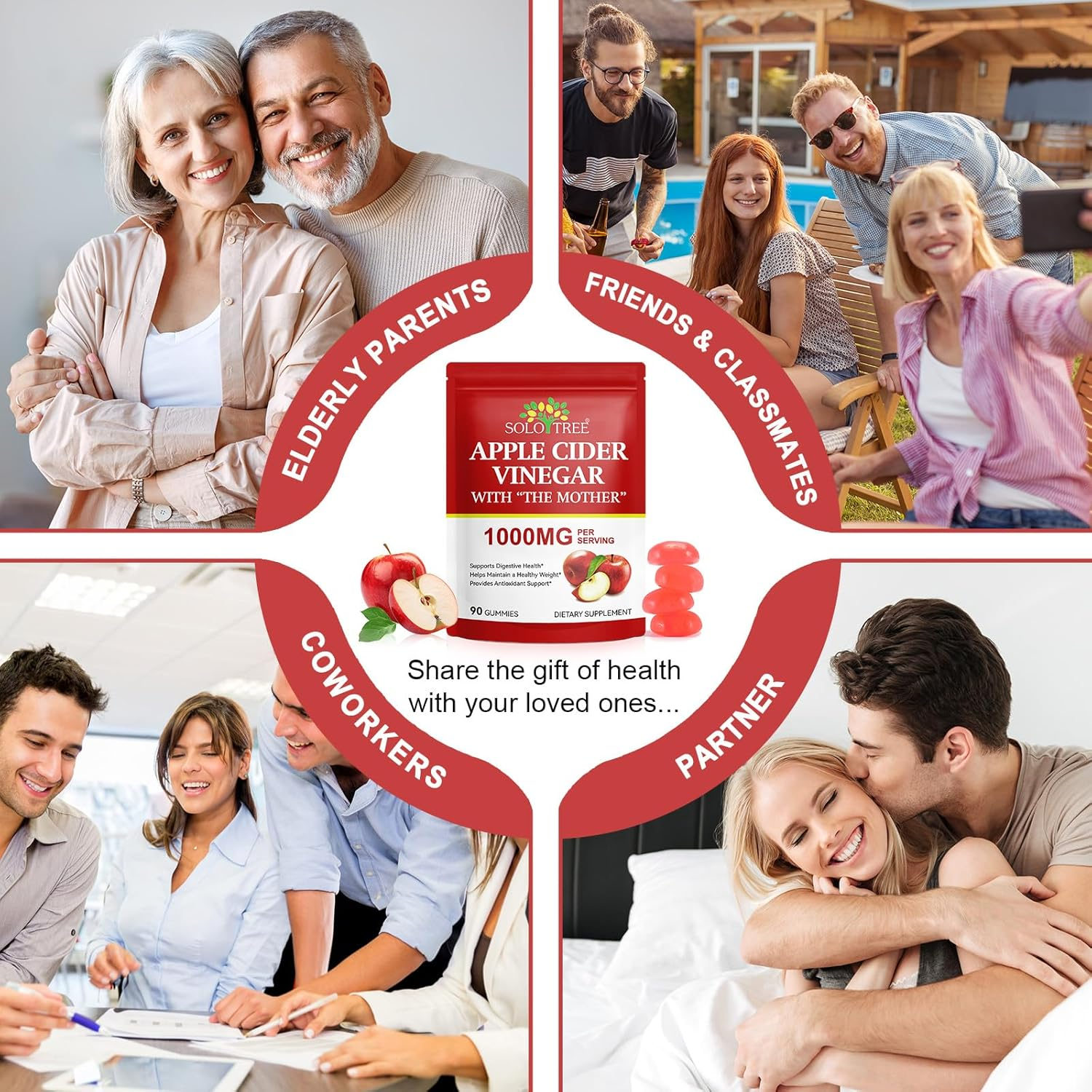 Apple Cider Vinegar Gummies 1000Mg | with the Mother | Added B Vitamins, Iodine, Beetroot & Pomegranate | Great-Tasting Daily Supplement | 90 Gummies image number 2