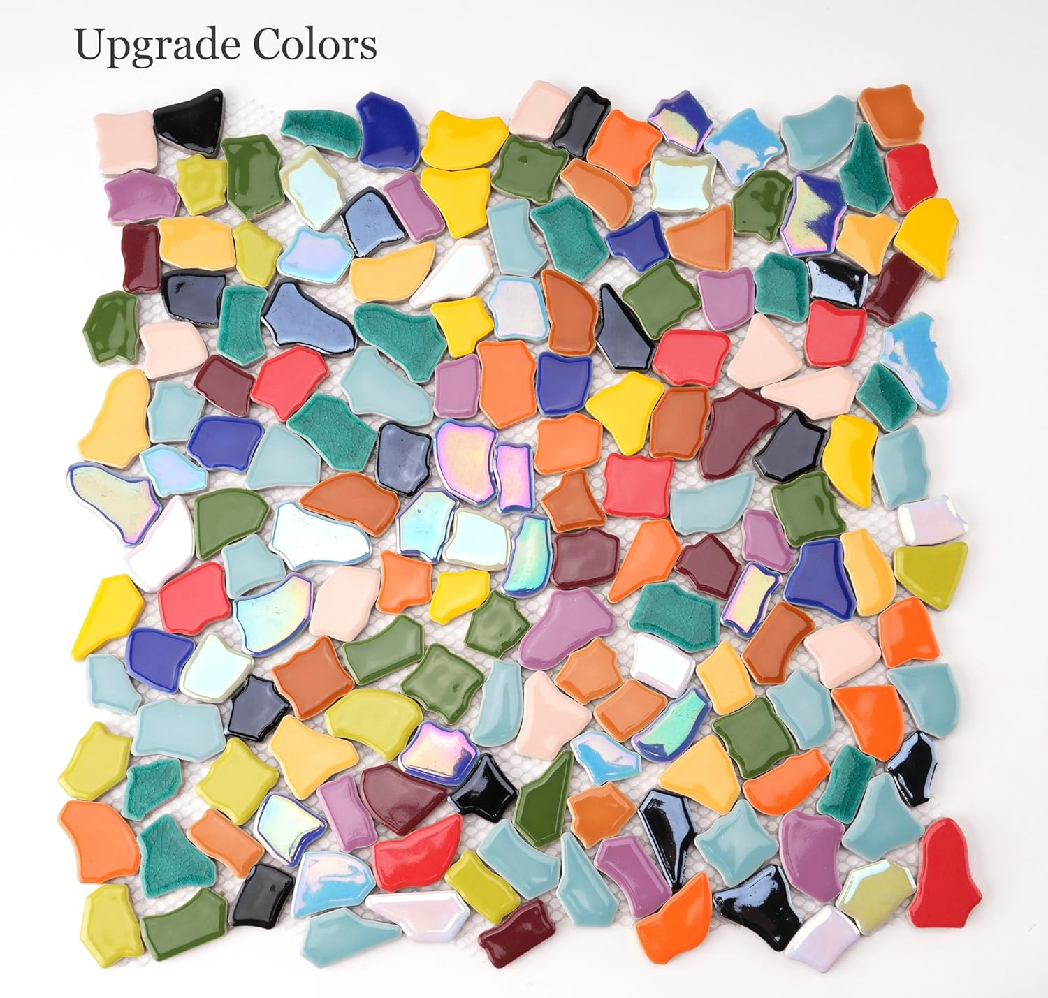 Lanyani Vibrant Broken Ceramic Tiles for Crafts Mosaics,Irregular Polished China Tile Scraps Stained Glass Pieces, Mixed Colors- 2Pounds/0.97 Square Foot