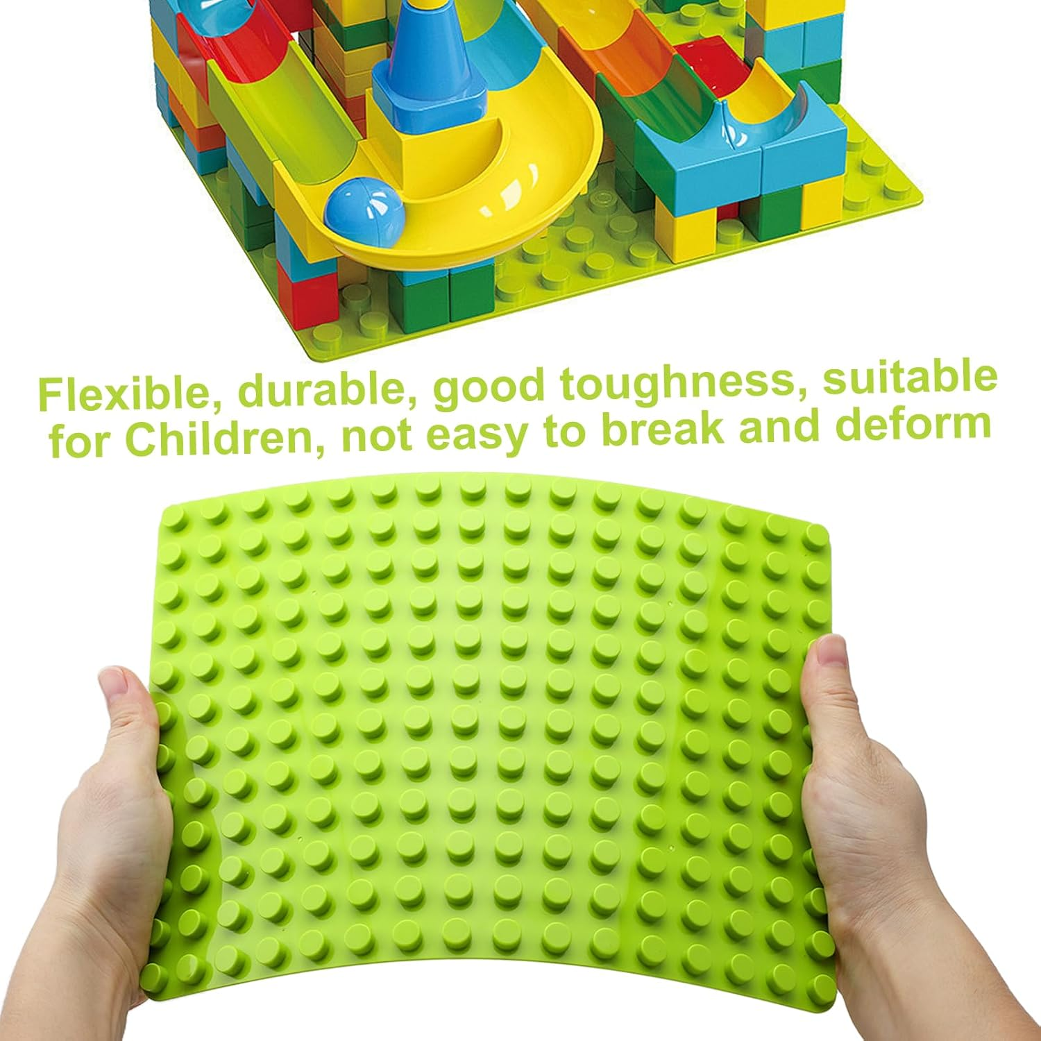 UOCAI 4 Pieces Building Plate, Large Compatible with Duplo Plate, 25.5 X 19 Cm,  Plates,  Plate Set, Base Plate, Base Plate, Clamping Blocks, Matte Plate, Green Building Plates for Girls And image number 1