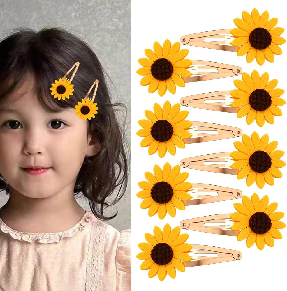 Sunflower Hair Clip - Small Snap Hair Clips for Women & Girls - 8Pcs Daisy Flower Hair Clips & Barrettes image number 3