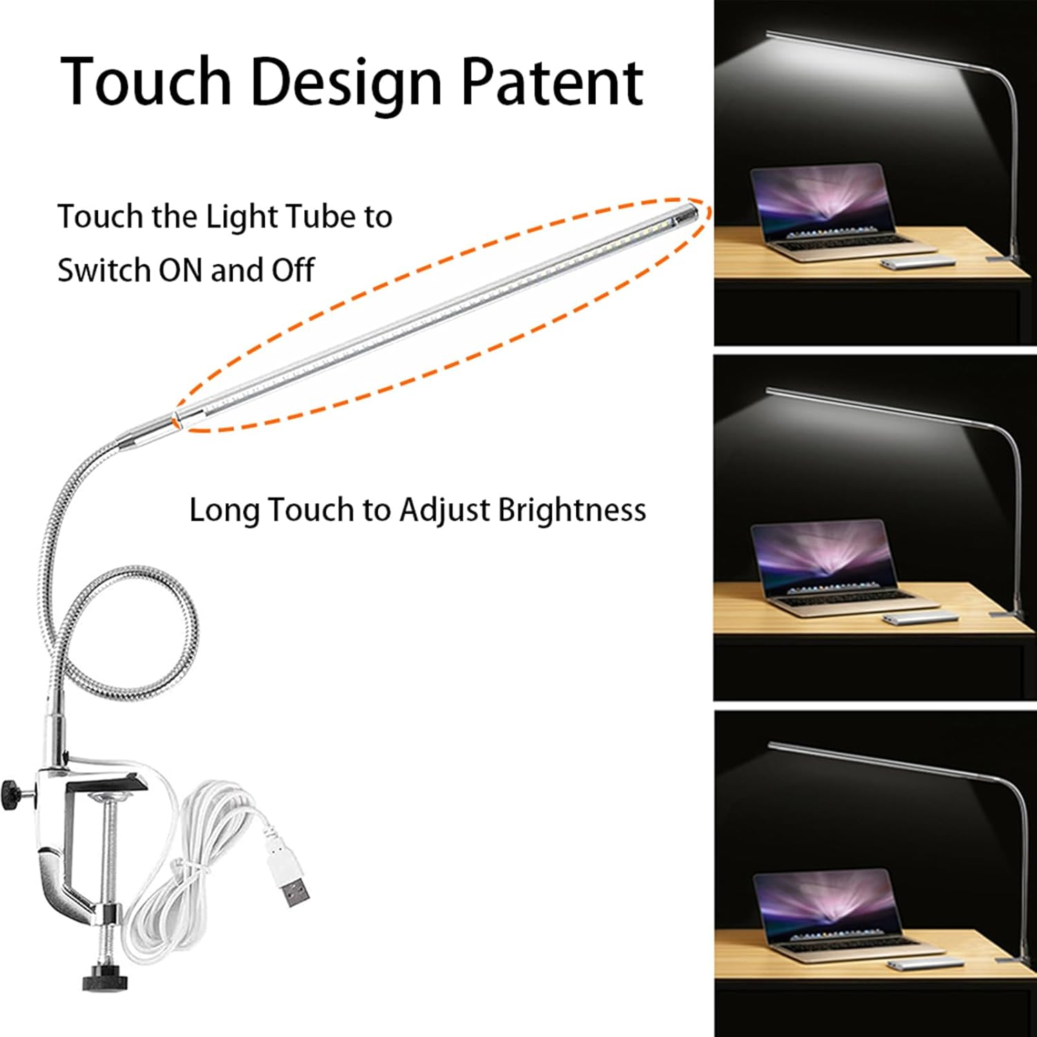 Nail Desk Lamp with Clamp, New Upgrade 8-10W Dimmable LED 360&deg; Flexible Gooseneck Nail Tech Table Desk Light for Manicure Reading Eyebrow Tattoo image number 6