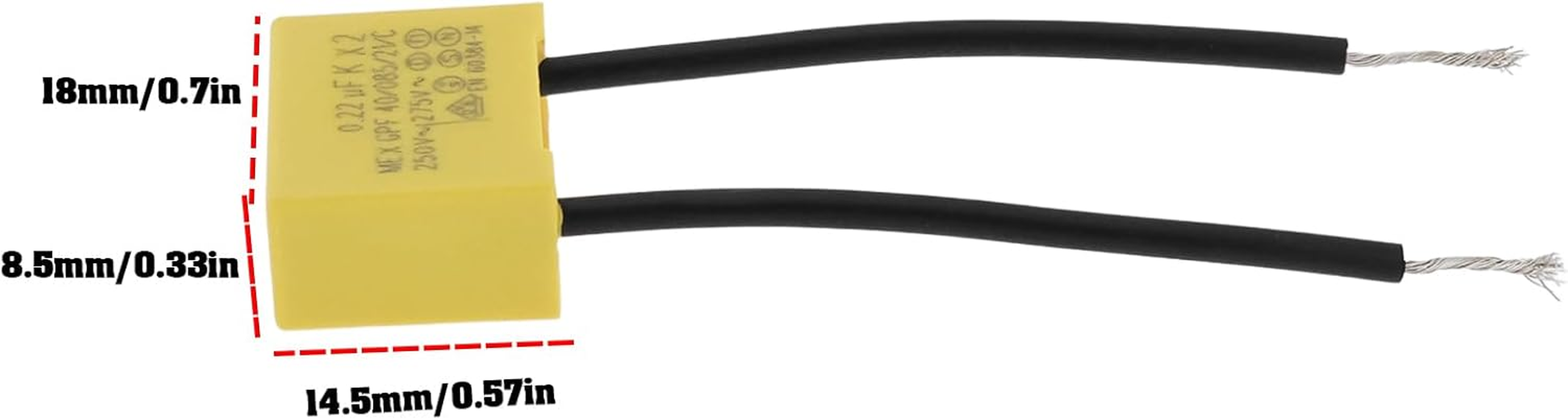 Be in Your Mind 20Pcs 0.22Uf 275V AC X2 Safety Capacitor Polypropylene LED Capacitor Suitable for Consumer Electronics LED Lighting Home Appliances