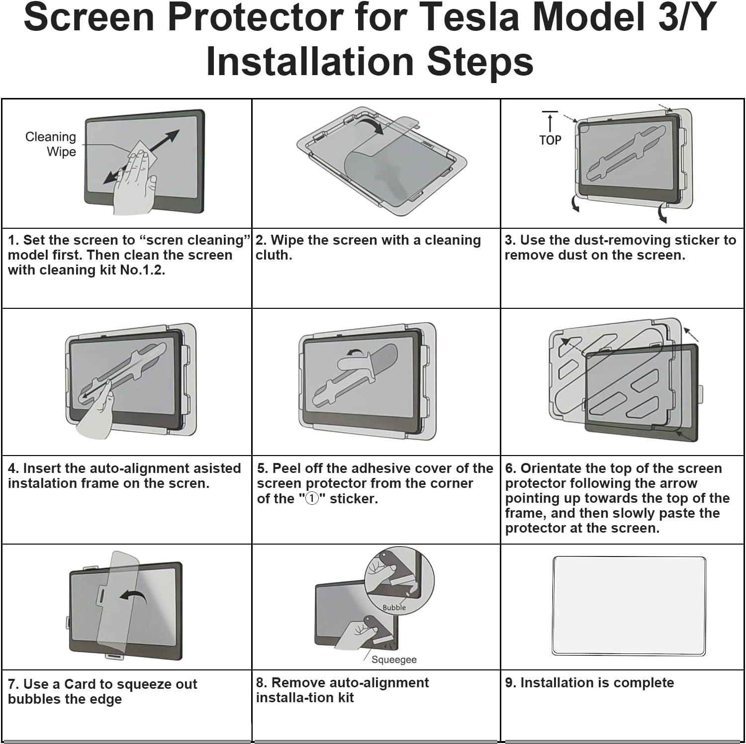 Screen Protector for Tesla Model Y 2021-2024 Model 3 2021-2023 with Precise Alignment Film Tools, Anti-Scratch High-Hardness Ultra Clear Tempered Glass Protection Seamlessly Integrates with the Tesla 15" Centre Touchscreen image number 3