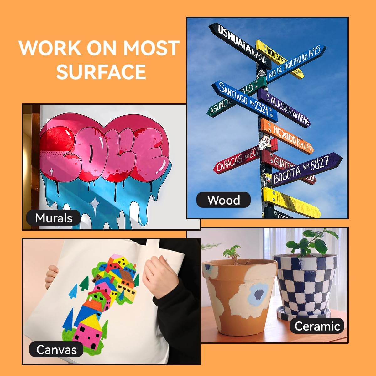 Arrtx Acrylic Jumbo Markers 15Mm Jumbo Felt Tip, 10 Acrylic Paint Pens for Rock Painting, Stone, Glass, Easter Egg, Wood and Fabric Painting-Acrylic Markers DIY Crafts Making Art Supplies image number 5