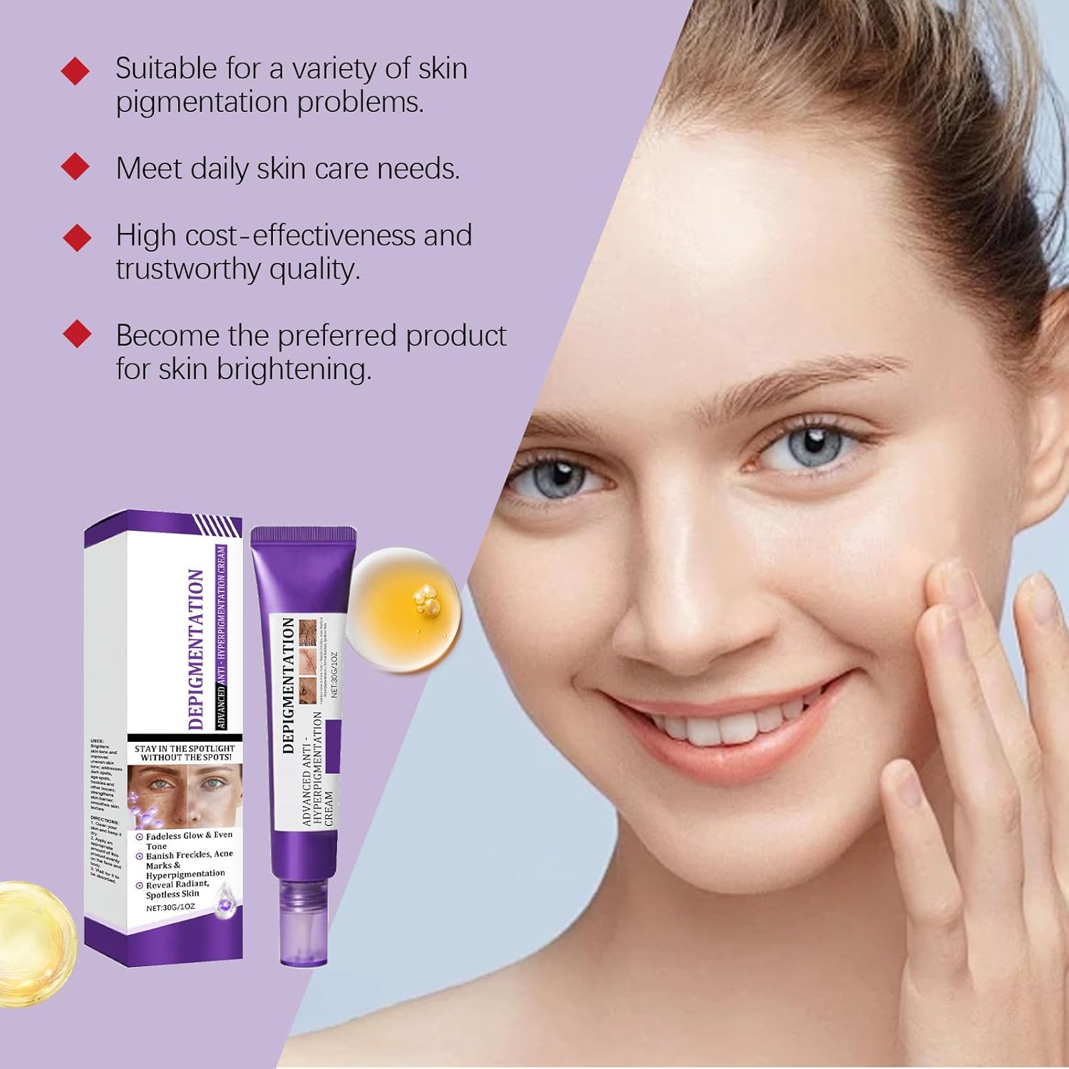 Advanced anti Hyperpigmentation Cream - Dark Spot Remover & anti Aging Face Treatment, Brightening Moisturizer for All Skin Types, Hyperpigmentation Correcting Cream 30G (1) image number 4