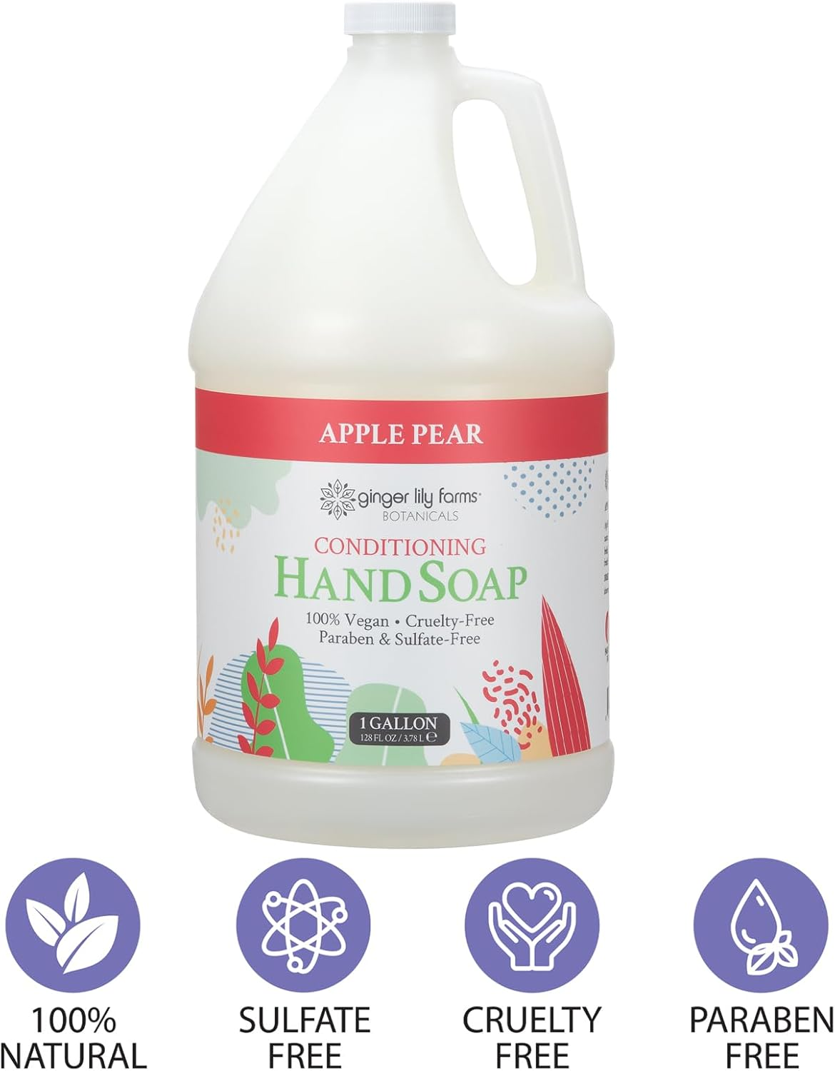 Ginger Lily Farms Botanicals All-Purpose Apple Pear Hand Soap, 1 Gallon (Case of 4)