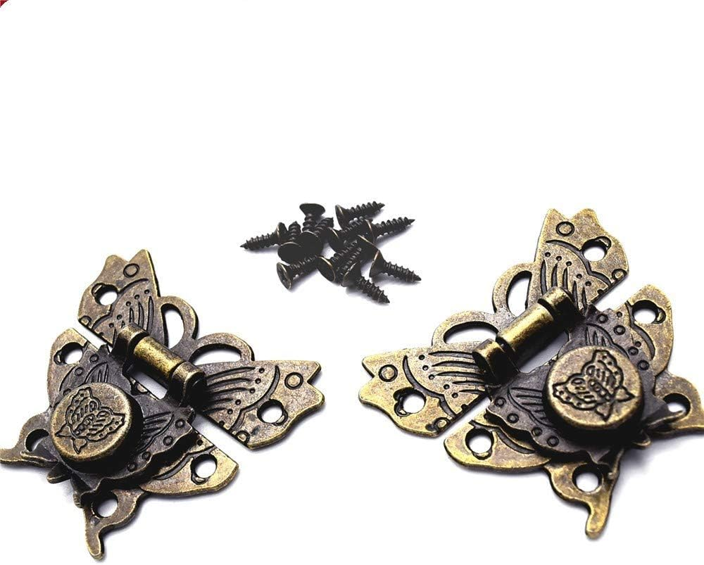 ODETOJOY 1Pc Antique Bronze Butterfly Cabinet Latches Hasp Pad Lock Clasp for Jewelry Wooden Box Case Chest Retro Vintage Decorative Mini Latch for Toolbox Gift Box Suitcase with Screws image number 2