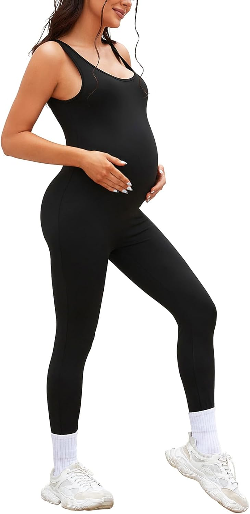 Bhome Maternity Jumpsuits Sleeveless Romper Pregnant Bodysuit One-Piece Leggings Activewear