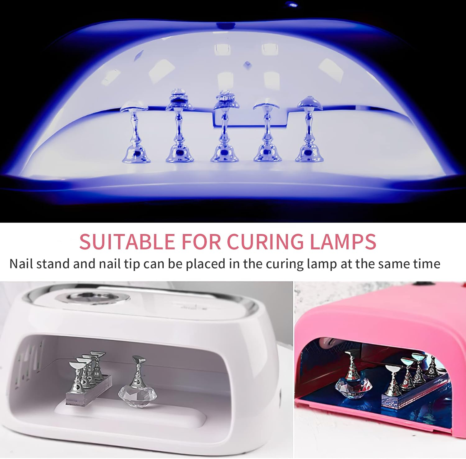 Annhua Nail Holder for Painting Nails Magnetic Nail Holder Practice Nail Hand, Nail Stand for Press on Fake Nail Holder Acrylic Nail Stand for Nail Display - Silver image number 2