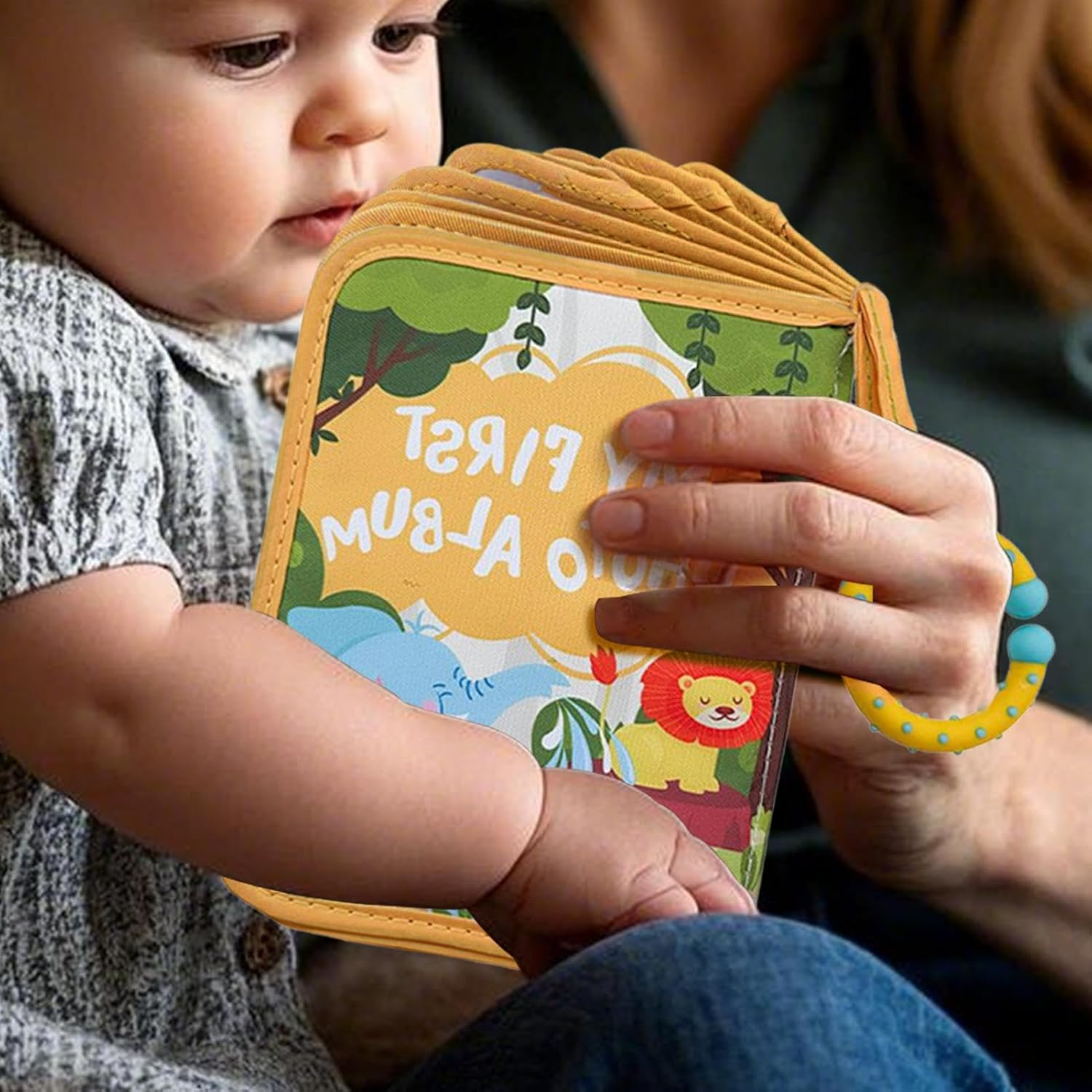 Baby Album - Soft Baby Album First Year Baby Photo Book - Keepsake Cute Journal with Safe Mirror Scrapbook Home Decor for Living Room Shower Birthday image number 4