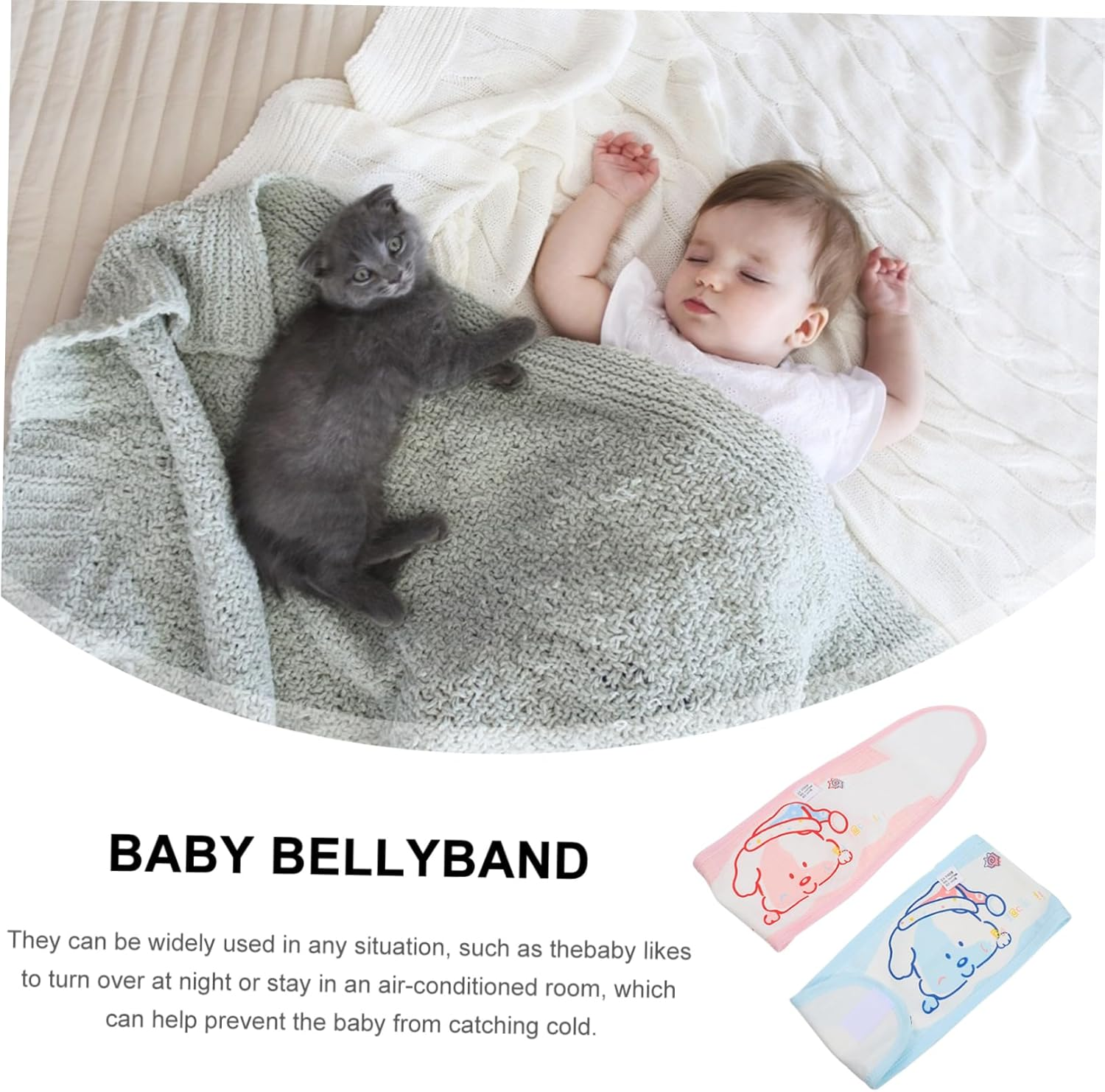 2Pcs Belly Band Umbilical Cord Protection Newborn Belly Band Cotton Bellyband Swaddle Wrap Postpartum Elastic Use image number 3