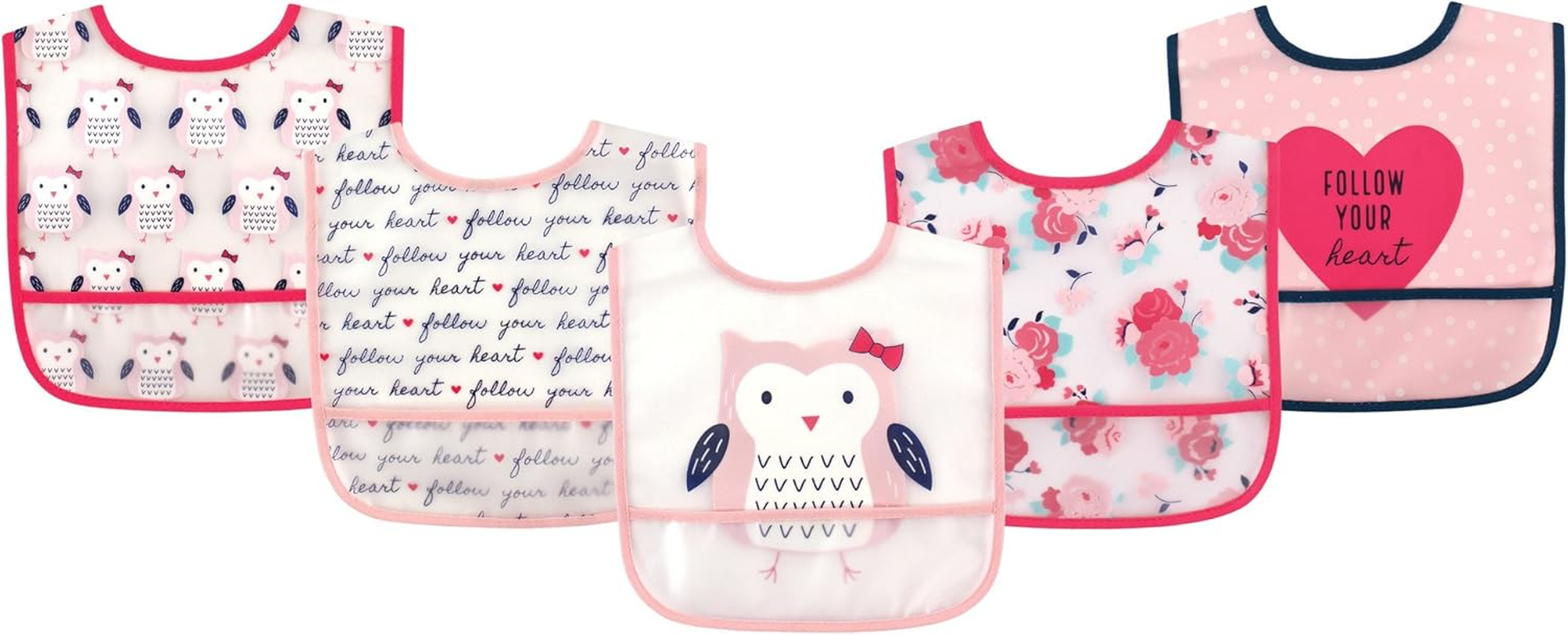 Hudson Baby Unisex Baby Waterproof Bib, 5-Pack, Strawberries and Lemon 5 Pack, One Size